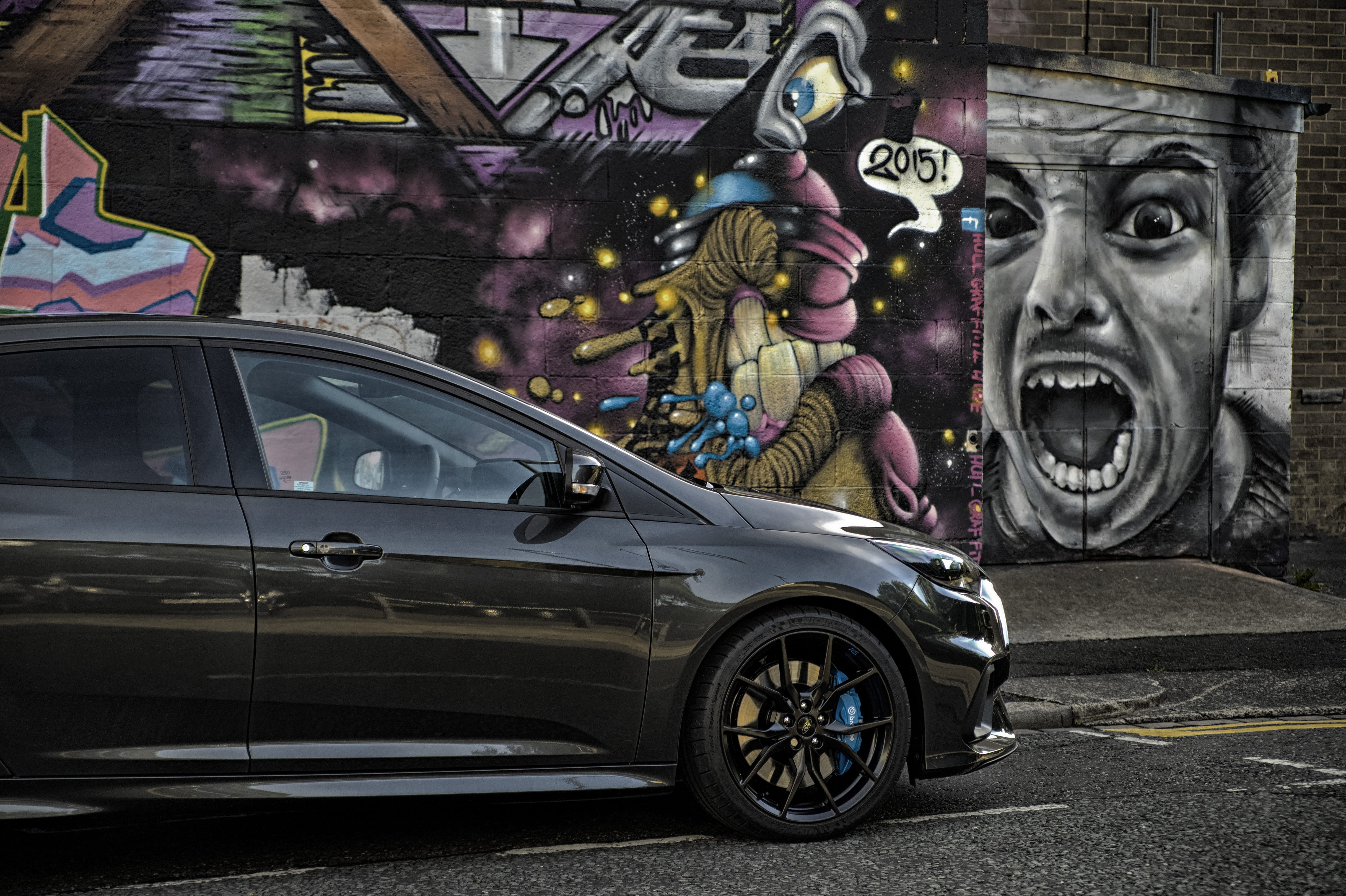ford, night, motor vehicle, focus, united kingdom, mode of transportation, sculpture, land vehicle, art and craft, street, men, city, road, car, people, HD Wallpaper