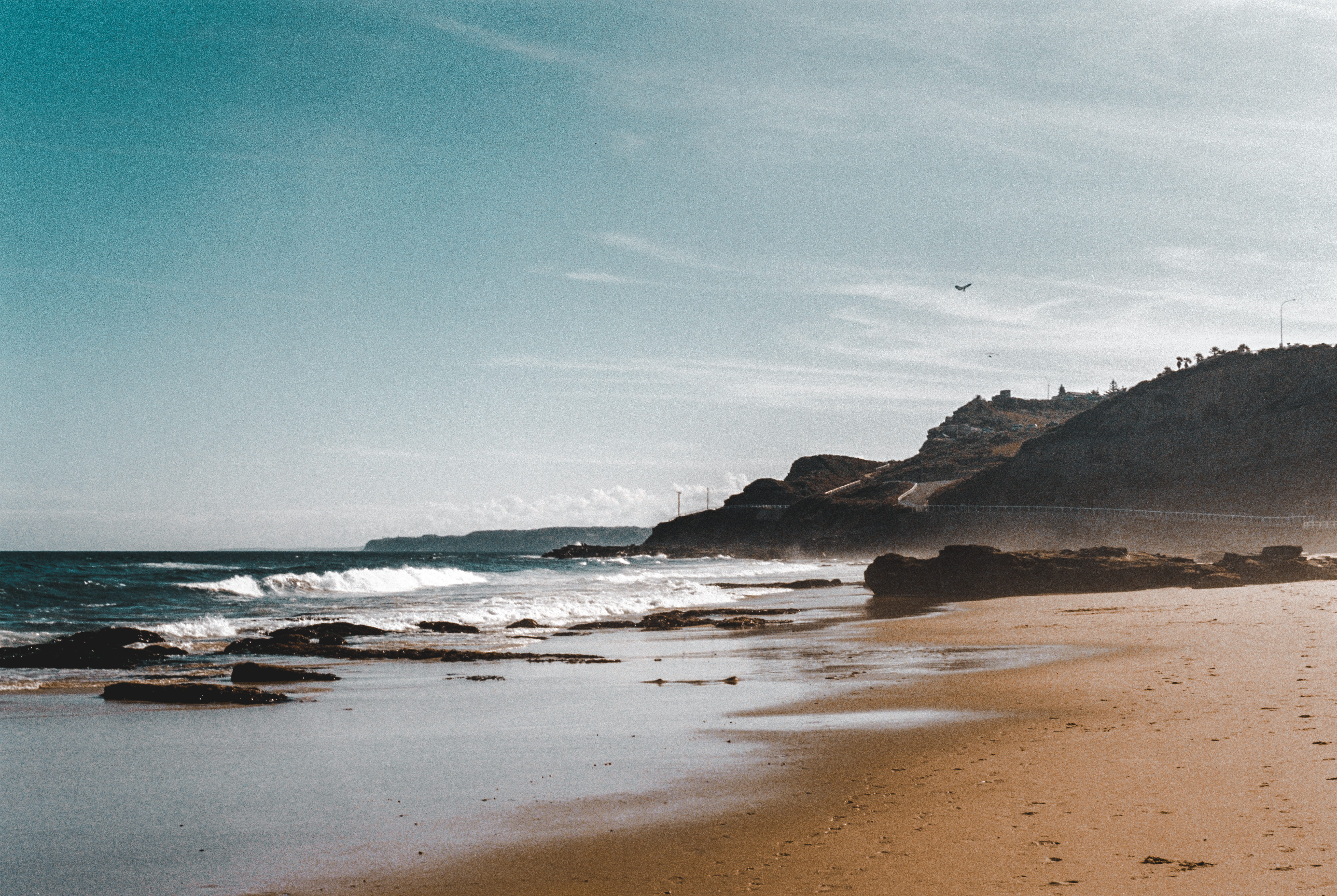 nature, tranquility, day, ocean, scenics - nature, rocks, wave, australia, motion, beauty in nature, sky, hang gliders, cliff, no people, film, land, horizon over water, HD Wallpaper