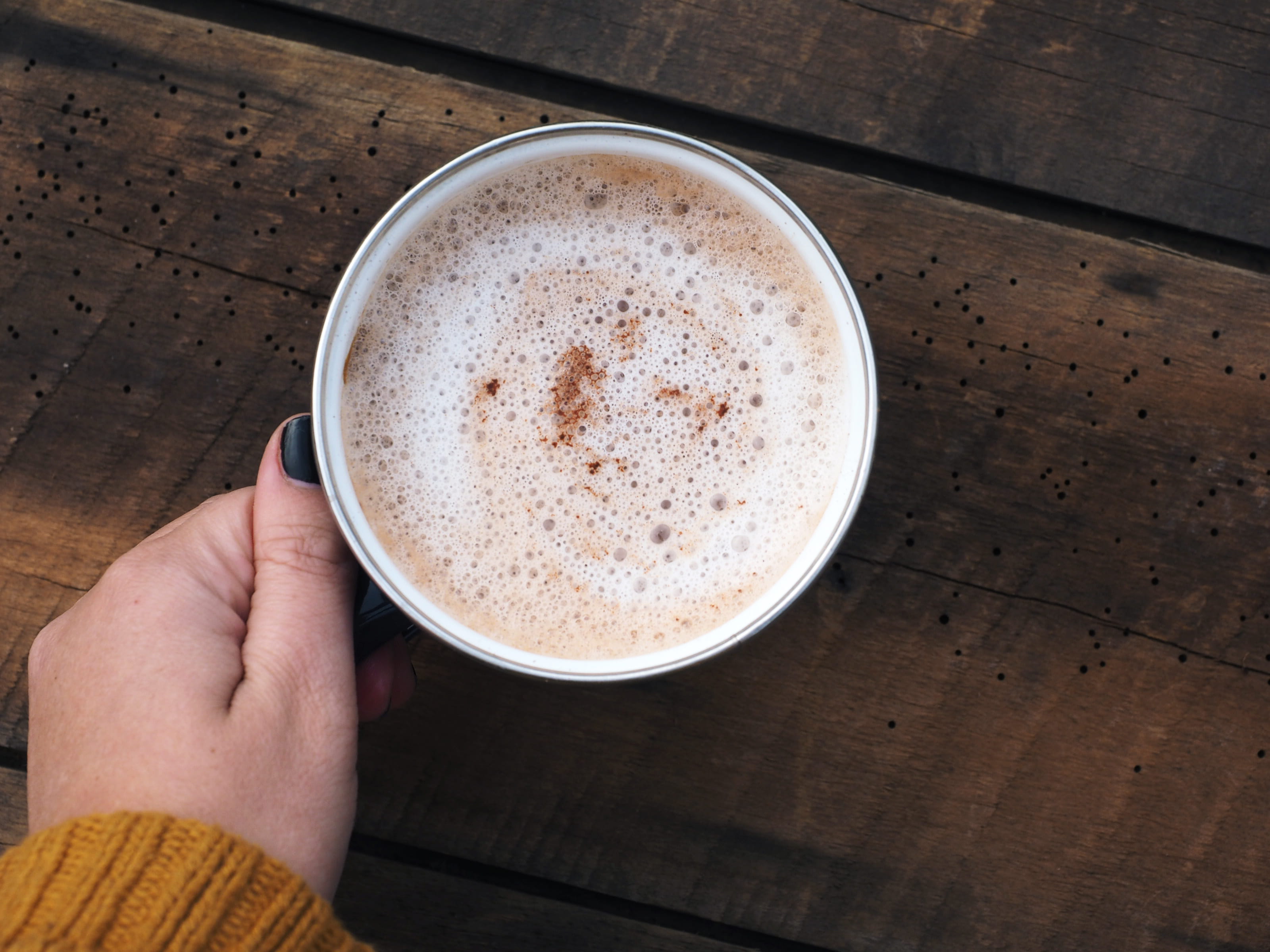 real people, hot drink, froth, cocoa, tea, vegan, high angle view, indoors, human hand, holding, hot drinks, newcastle, coffee cup, drink, 2K, coffee - drink, HD Wallpaper