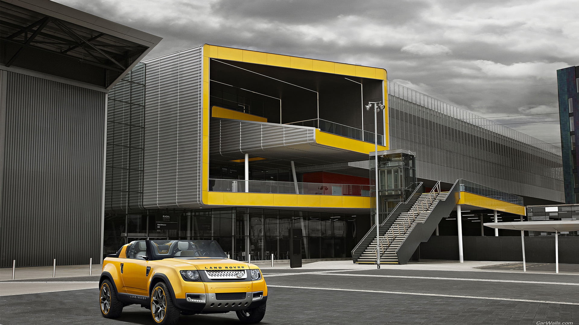auto, industrial, highway, land vehicle, sky, traffic, yellow, freight, car, outdoors, speed, taxi, industry, motor vehicle, building exterior, trailer, HD Wallpaper