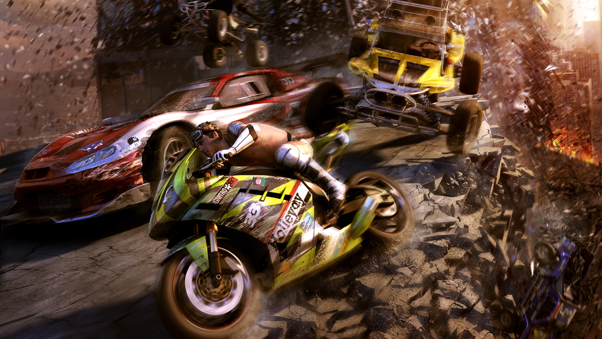 sports, bike, kawasaki, dune, 1080P, apocalypse, black, motorstorm, coupe, yellow, red, green, buggy, HD Wallpaper