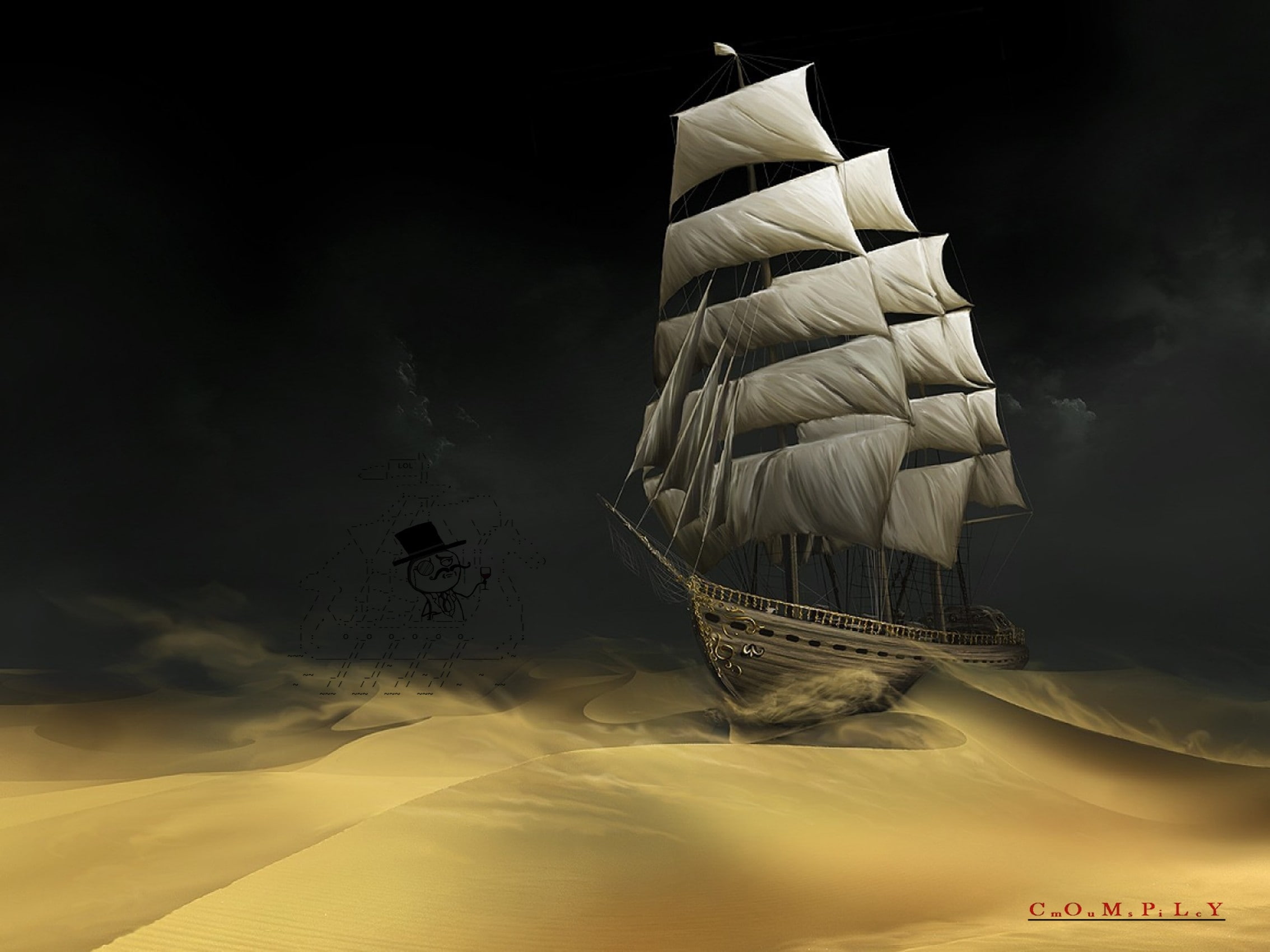 Sand, deserts, art, hd, adventures, desert, nature, tintin, ships, 1080P, HD Wallpaper