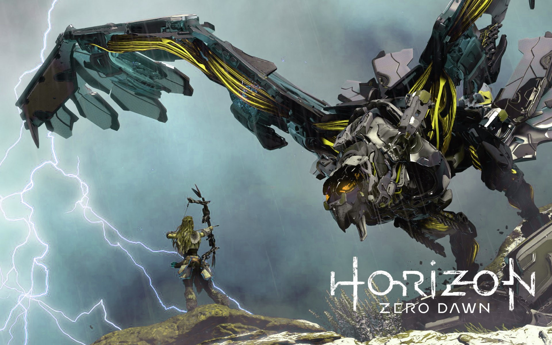cloud - sky, digital composite, animal representation, Civilization, plant, communication, built structure, representation, Guerrilla games, text, Horizon, HD Wallpaper