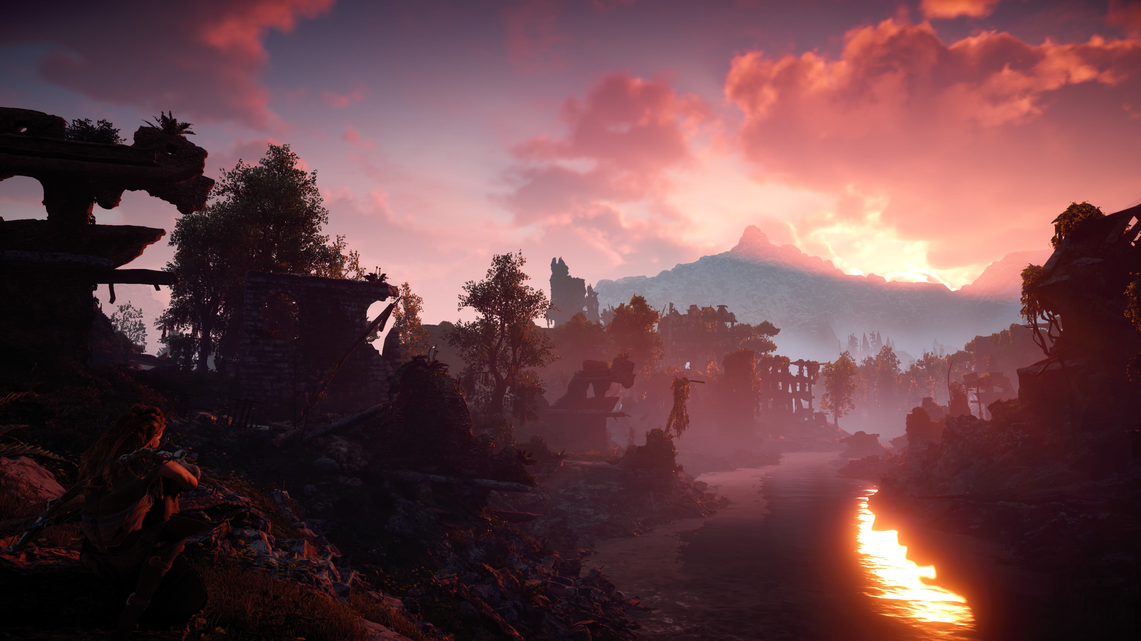 nature, sky, tree, no people, fog, mountain, architecture, PlayStation 4, religion, scenics - nature, Horizon: Zero Dawn, environment, beauty in nature, HD Wallpaper