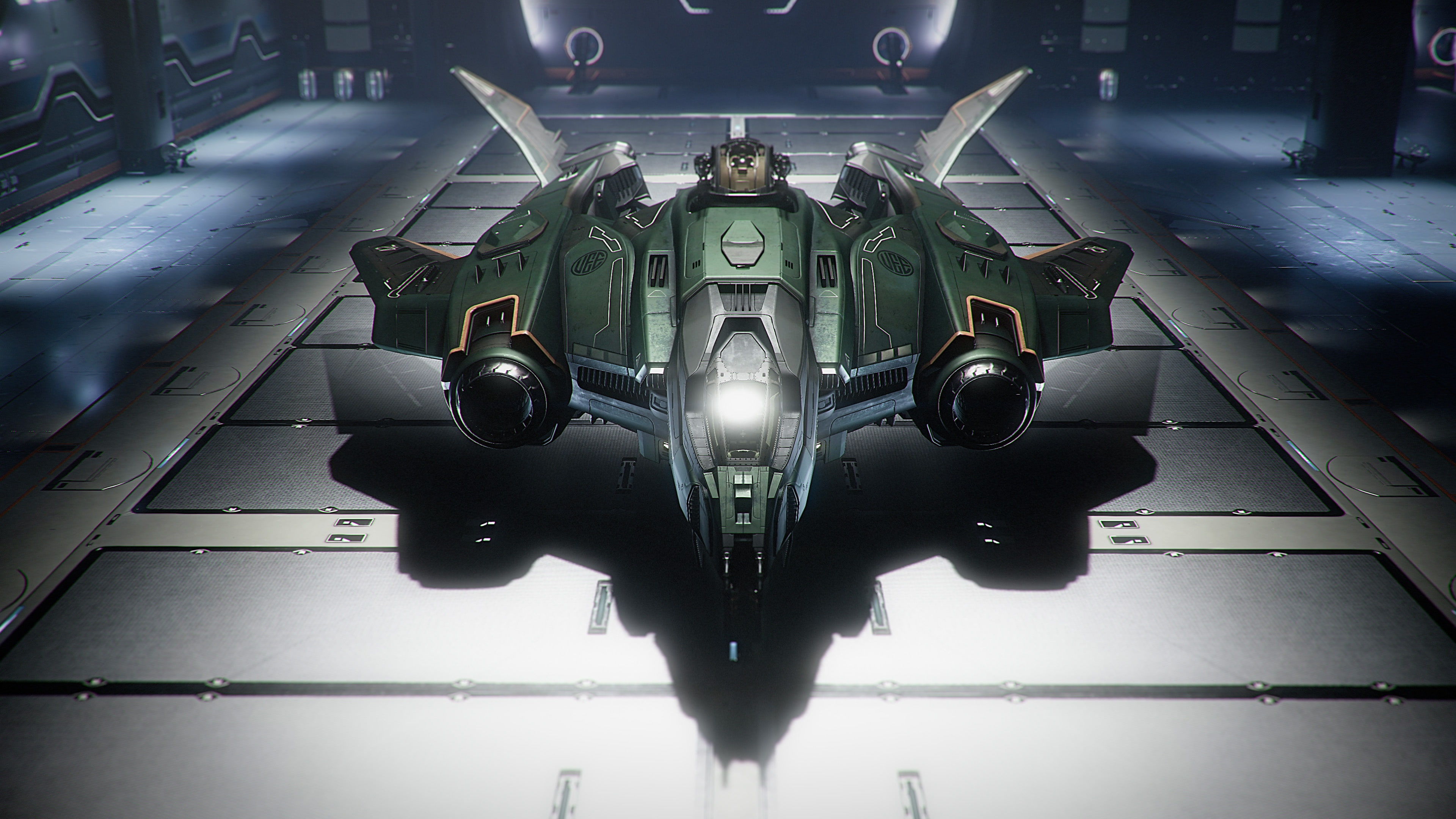 4K, Vanguard, starship, Star Citizen, hangar, HD Wallpaper