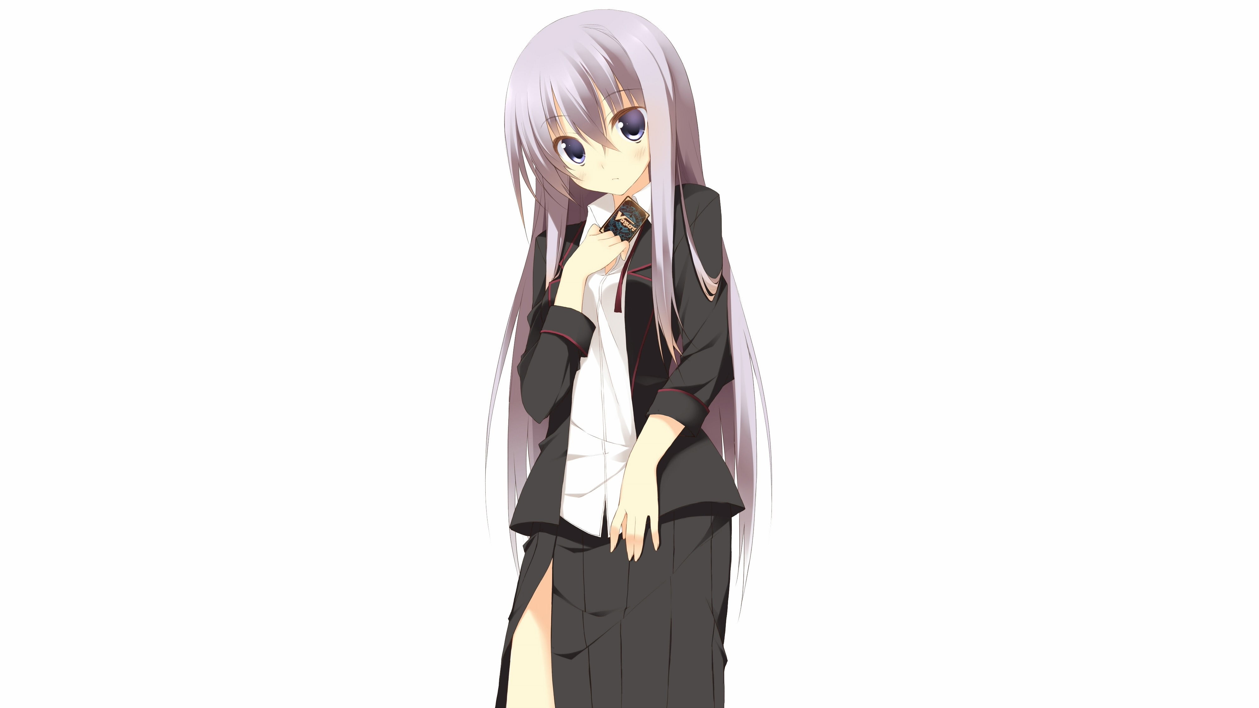 Girl, 4K, one person, holding, music, Suit, three quarter length, copy space, human representation, fashion, clothing, women, front view, Cardfight vanguard, HD Wallpaper