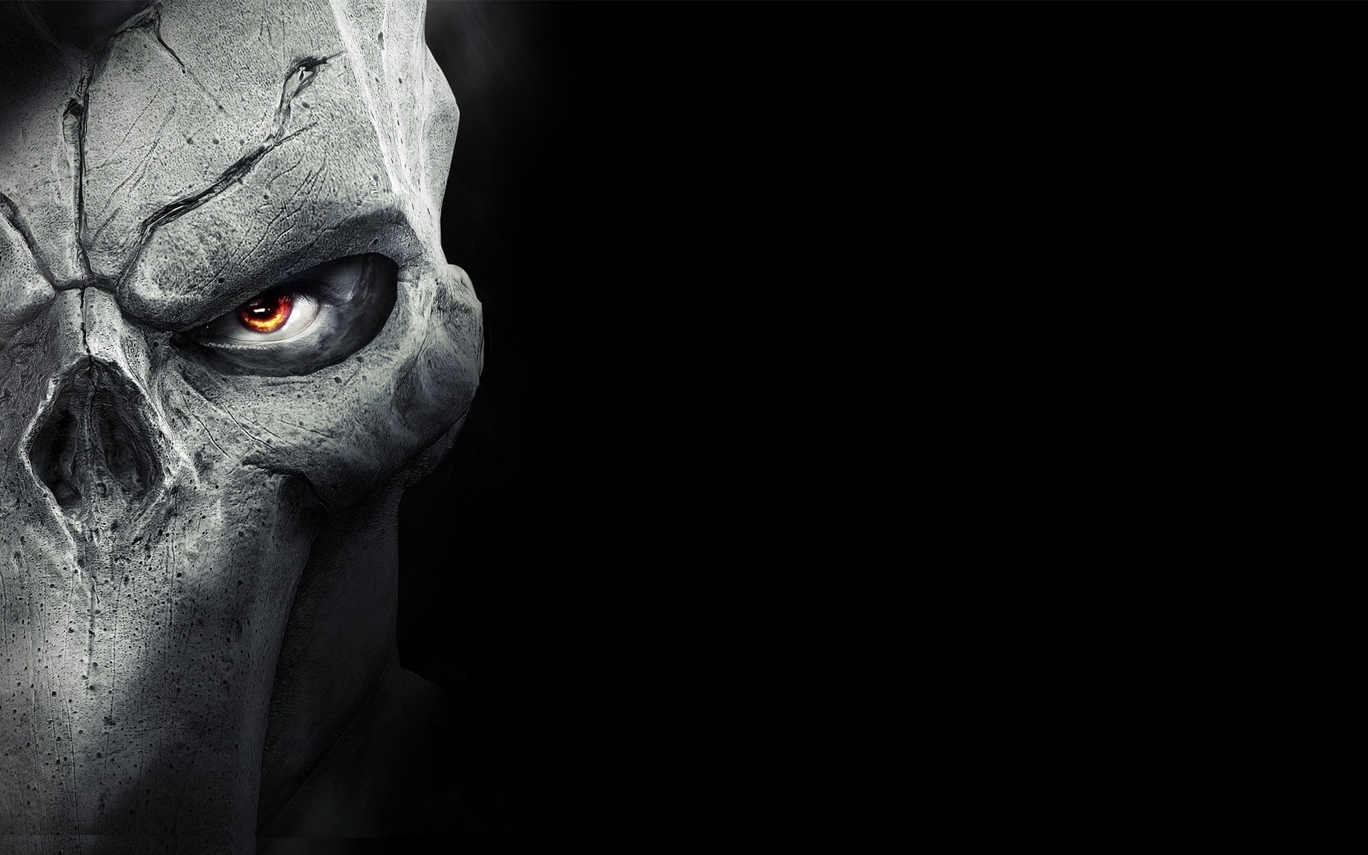 mystery, fear, 1080P, animal eye, human body part, video games darksiders black, human face, spooky, dark, horror, disguise, demon - fictional character, HD Wallpaper