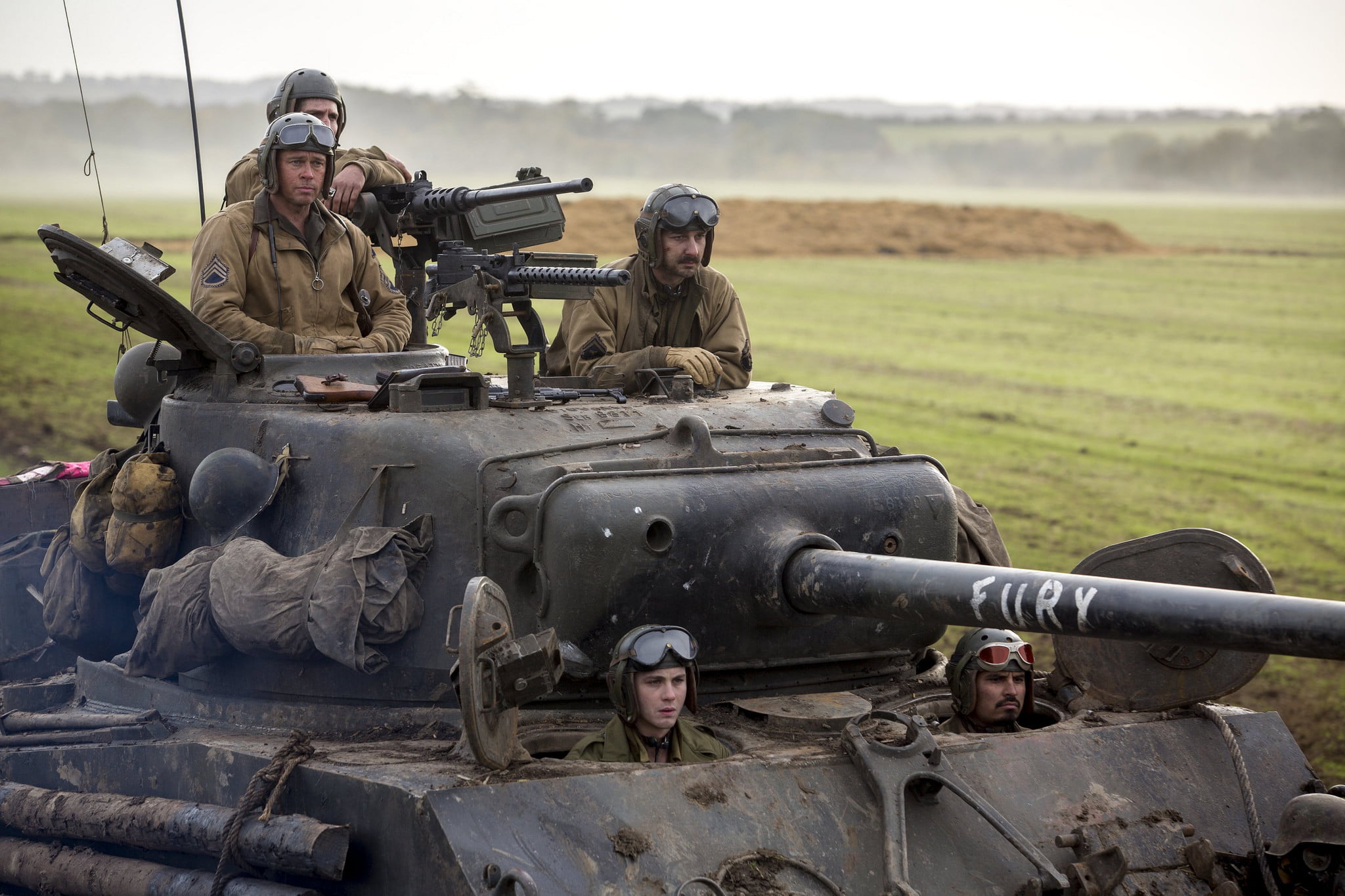 tank, Fury, field, the crew, outdoors, transportation, machine gun, mode of transportation, aiming, military training, war, " Fury", military, army soldier, HD Wallpaper