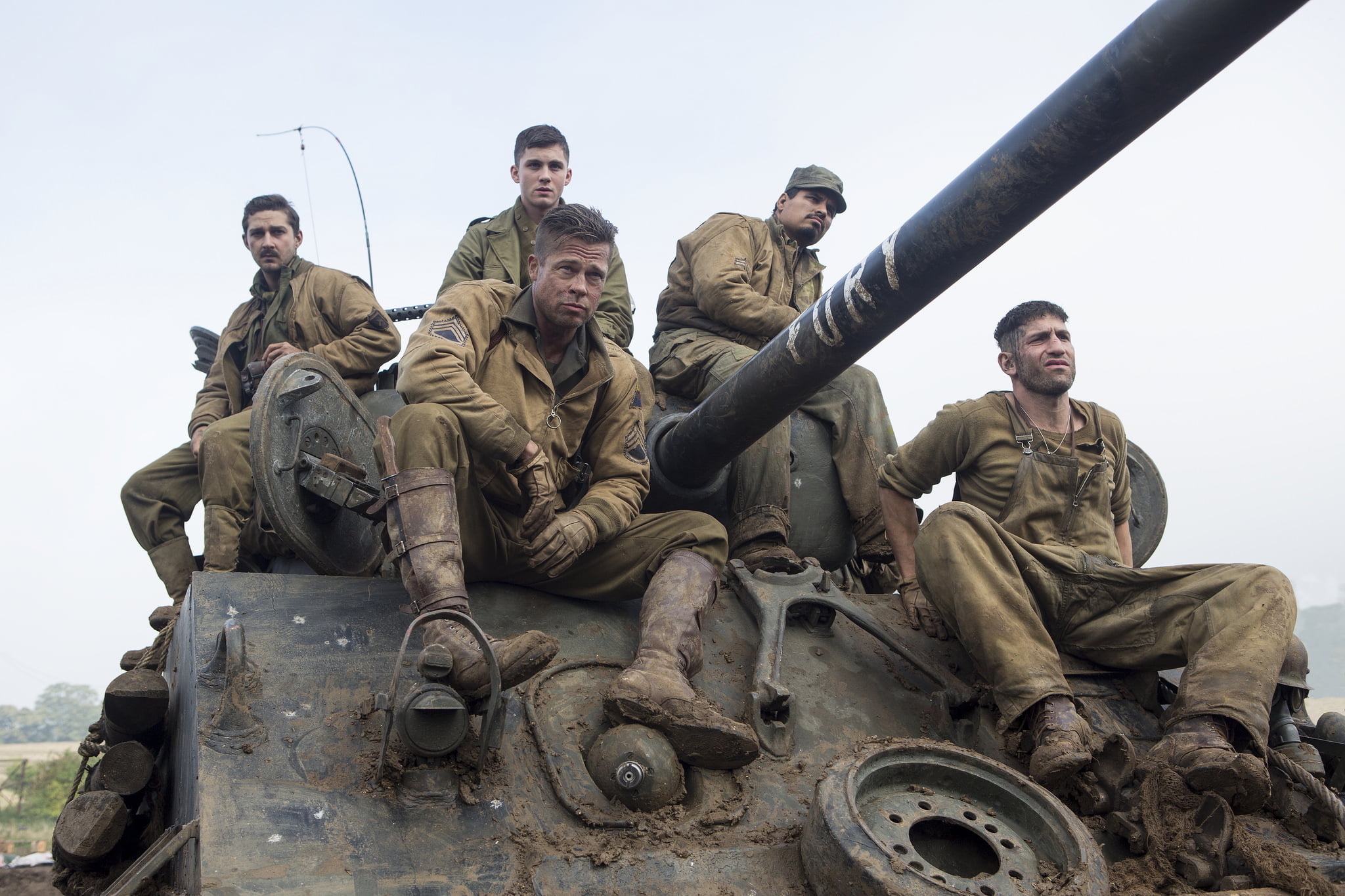 military uniform, the past, architecture, movie, young men, young adult, Fury, still, tank, " Fury", army soldier, government, day, gun, Brad Pitt, armed forces, HD Wallpaper