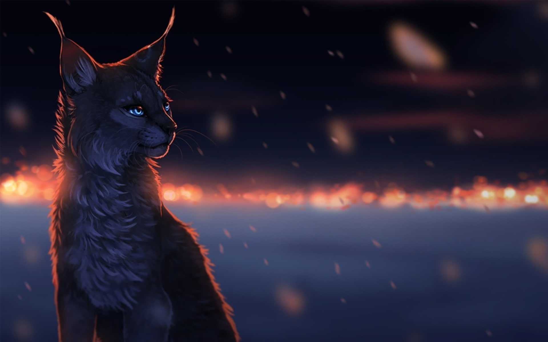 cat, glowing eyes, animals, lynx, artwork, 1080P, HD Wallpaper