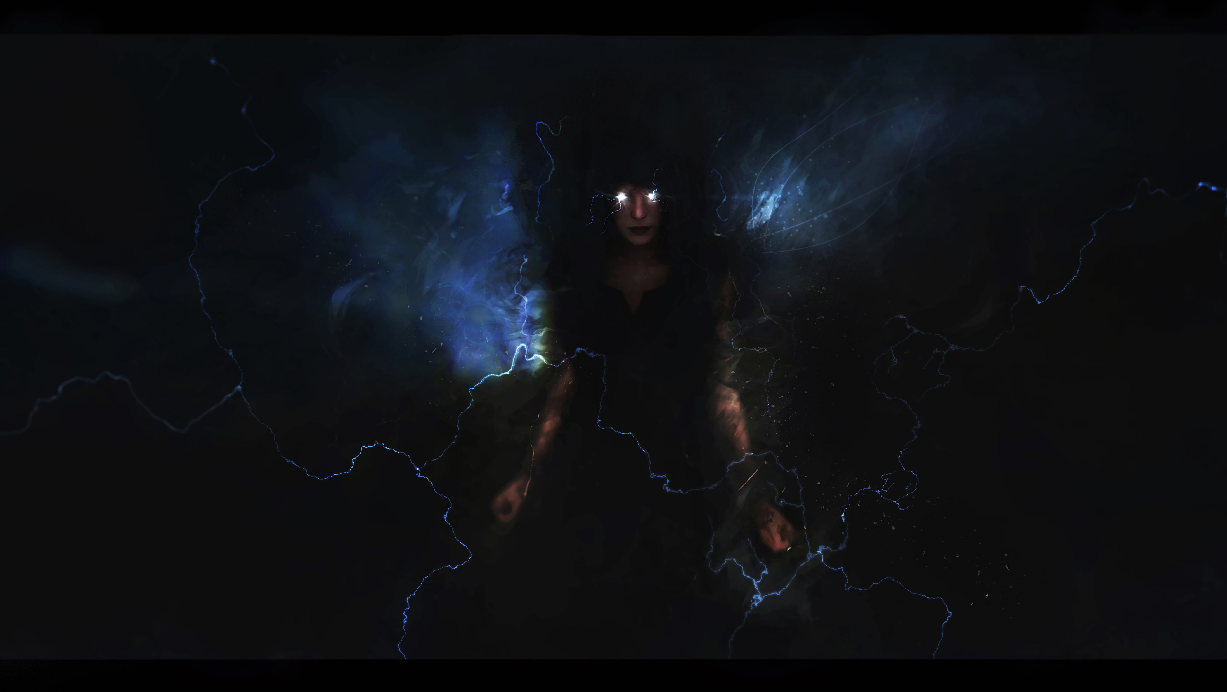 fantasy girl, magic, dark, 4K, glowing eyes, dark fantasy, HD Wallpaper