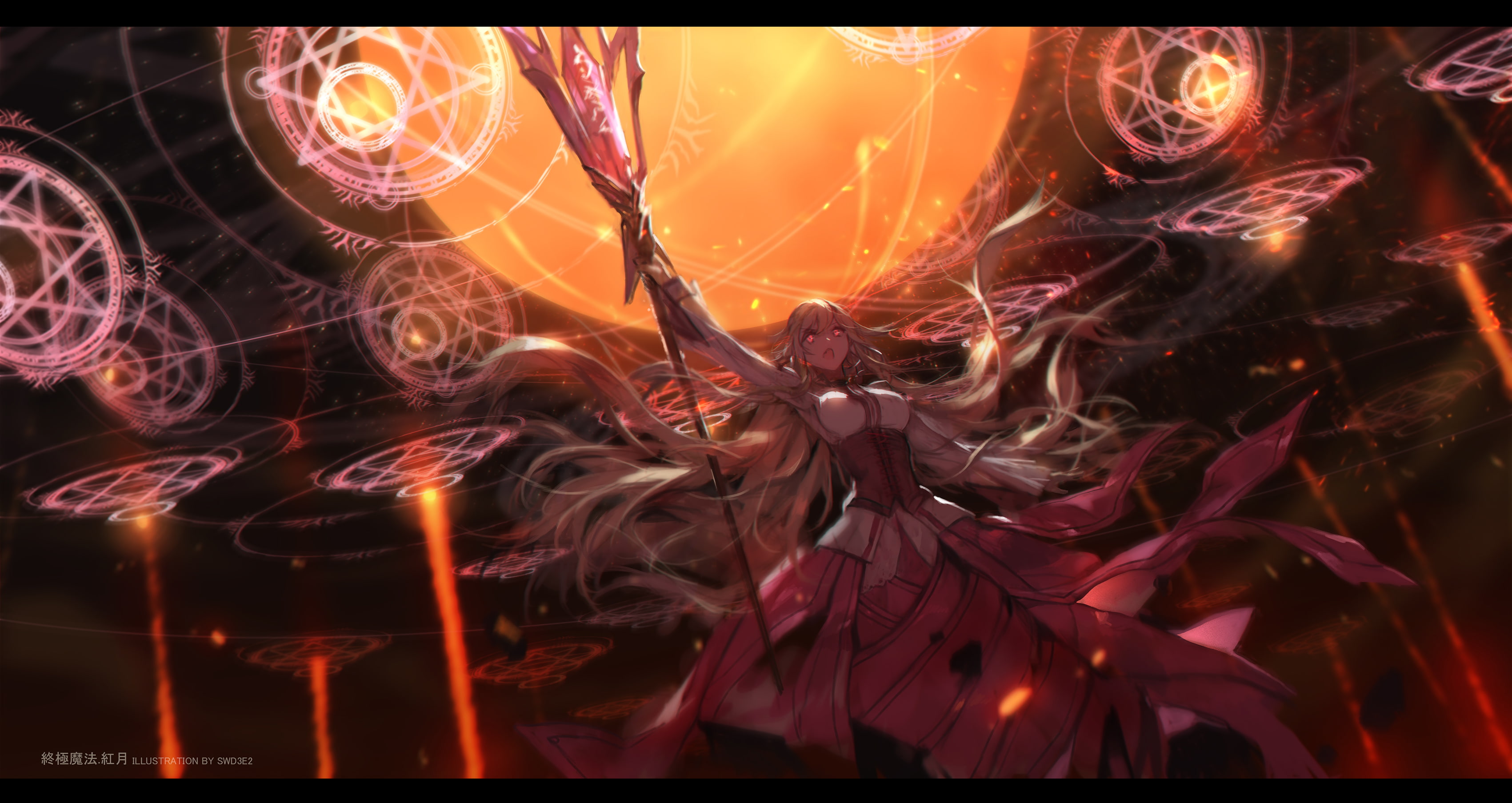 auto post production filter, abstract, transfer print, nature, orange color, motion, close-up, fantasy girl, glowing eyes, anime girls, night, light, 2K, HD Wallpaper