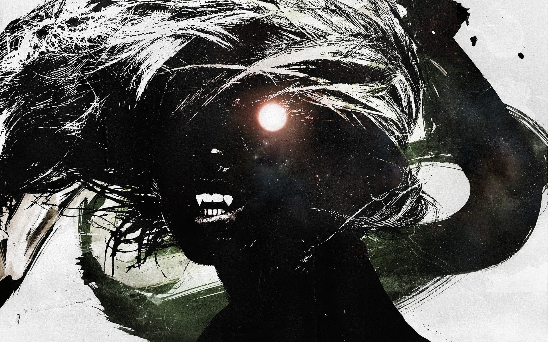 gray, vampires, outdoors, real people, obscured face, leisure activity, abstract, portrait, water, young adult, female, digital art, close-up, day, human face, HD Wallpaper