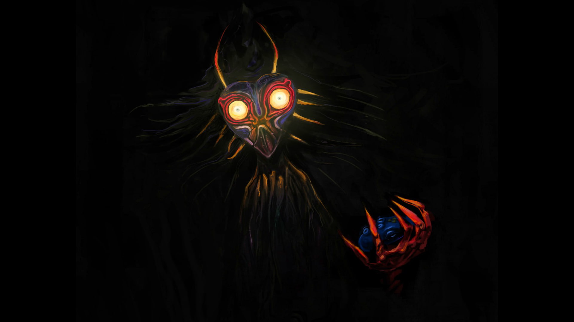 s, 1080P, zelda, mask, black, hd, majora, video games, HD Wallpaper