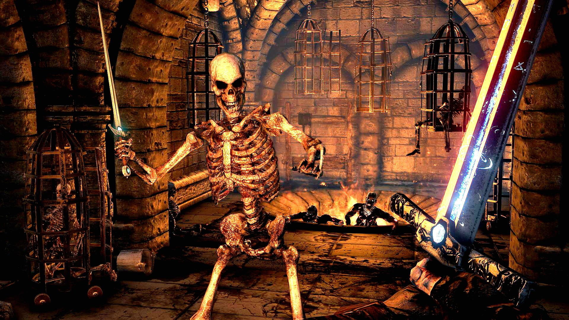 skeleton, skull, slasher, 1080P, action, warrior, hellraid, dark, horror, fantasy, HD Wallpaper