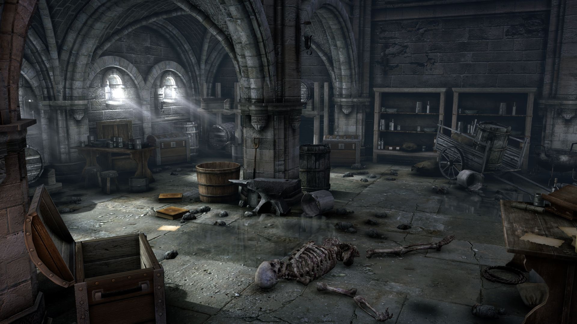hellraid, horror, skulls, 1080P, skeleton, dark, skeletons, skull, HD Wallpaper