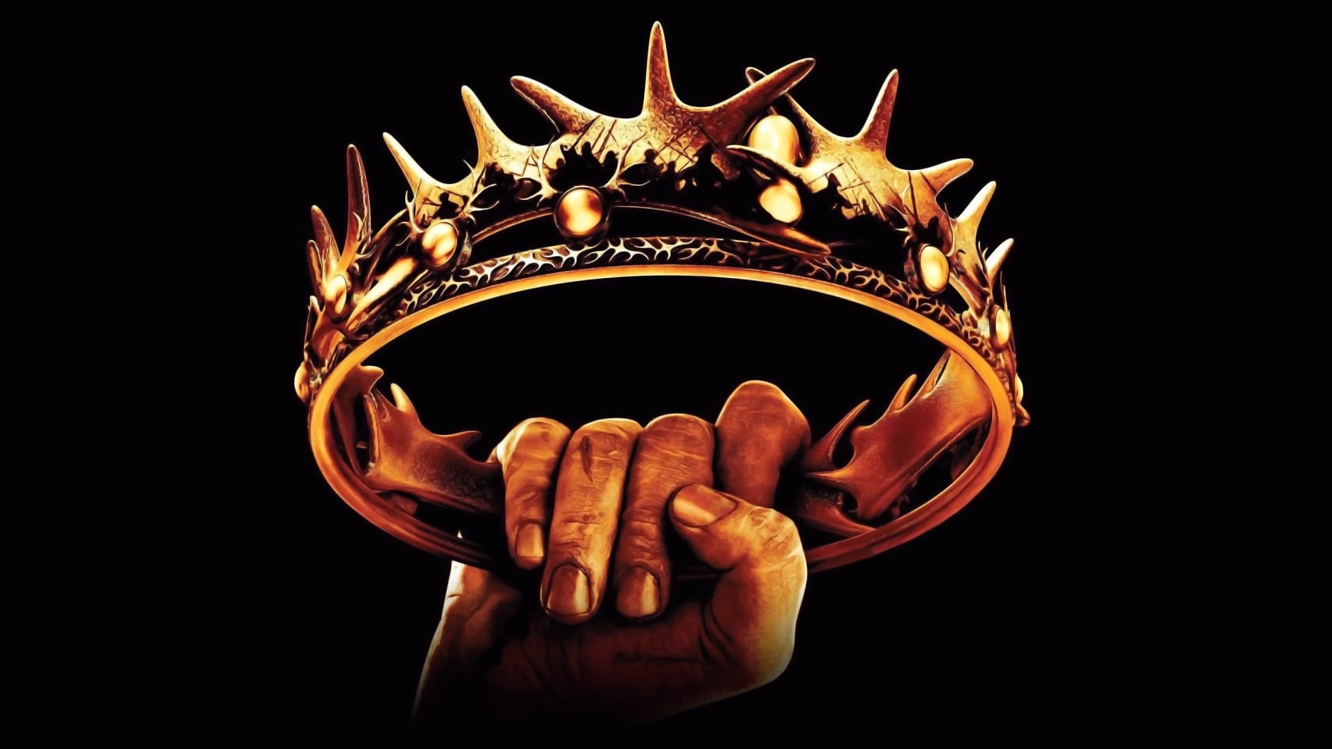 the struggle for power, hand, Crown, black background, figure, 1080P, gold, spikes, Game Of Thrones, HD Wallpaper