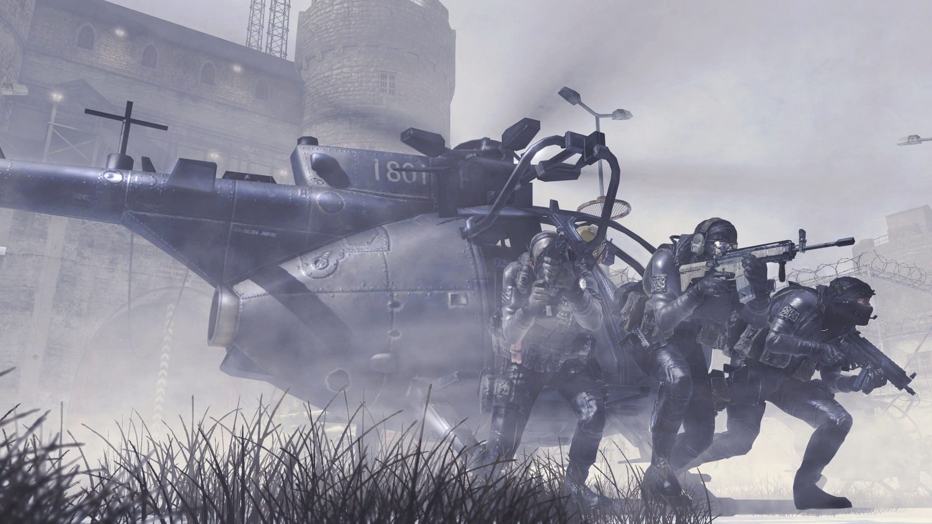 modern, soldiers, art, video, helicopters, x, 1080P, hd, duty, call, warfare, Video Games, games, vehicles, architecture, HD Wallpaper