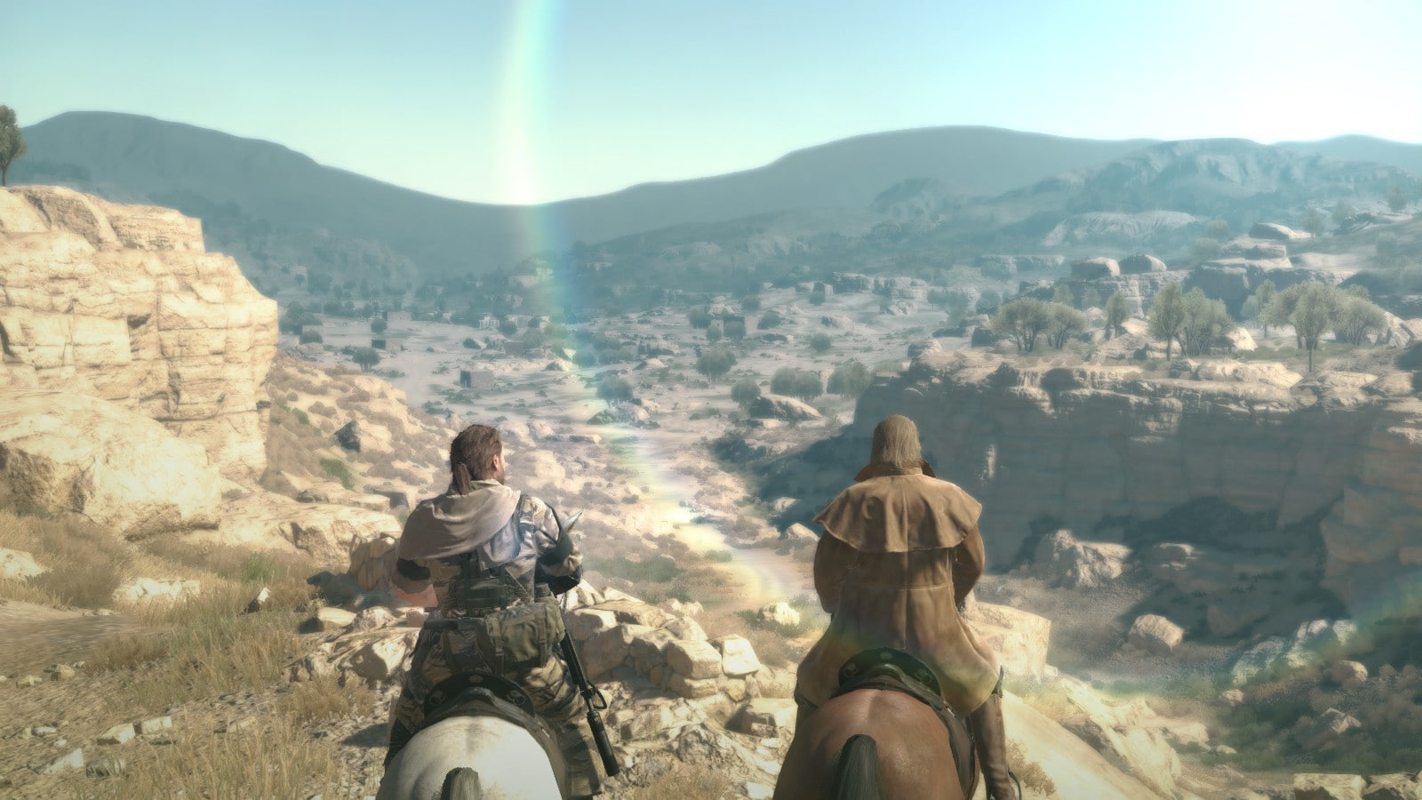 scenics - nature, sky, environment, beauty in nature, looking at view, Metal Gear Solid V: The Phantom Pain, people, leisure activity, Desert, sunlight, HD Wallpaper