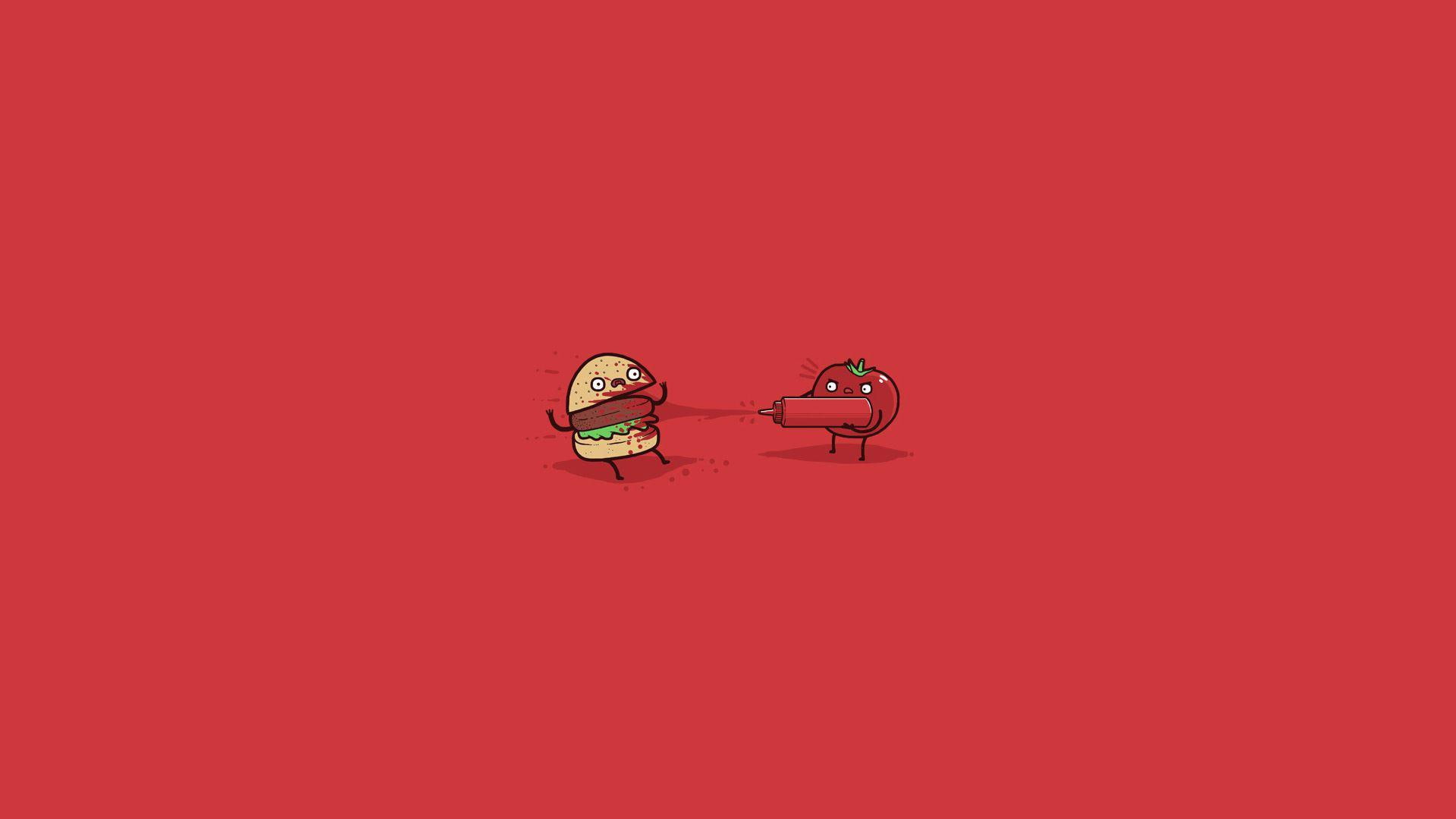 ketchup, tomato, 1920x1080, 1080P, burger, cartoon, funny, character, HD Wallpaper