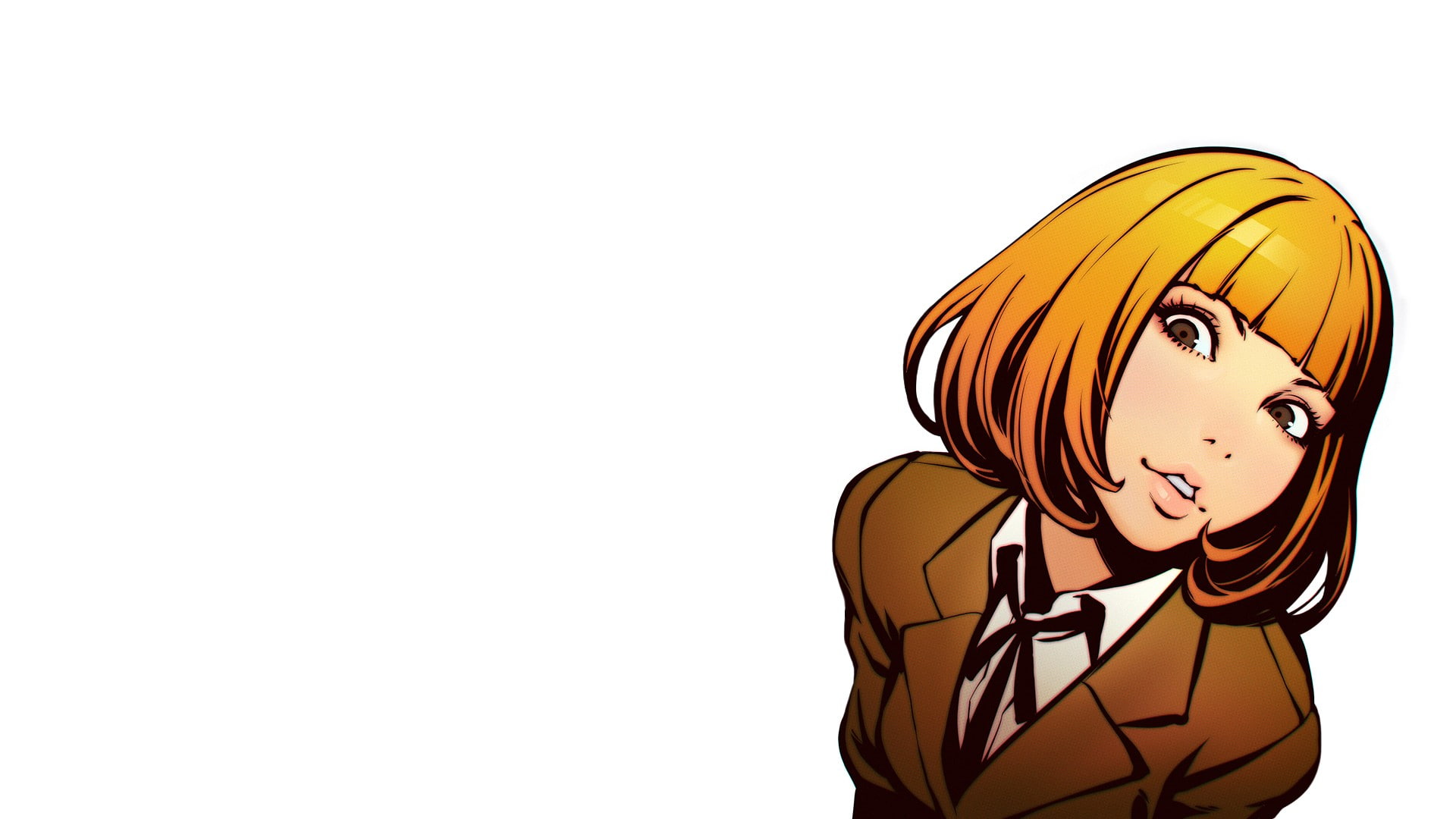 anime, brown eyes, 1080P, anime girls, blonde, Prison School, white background, simple background, HD Wallpaper
