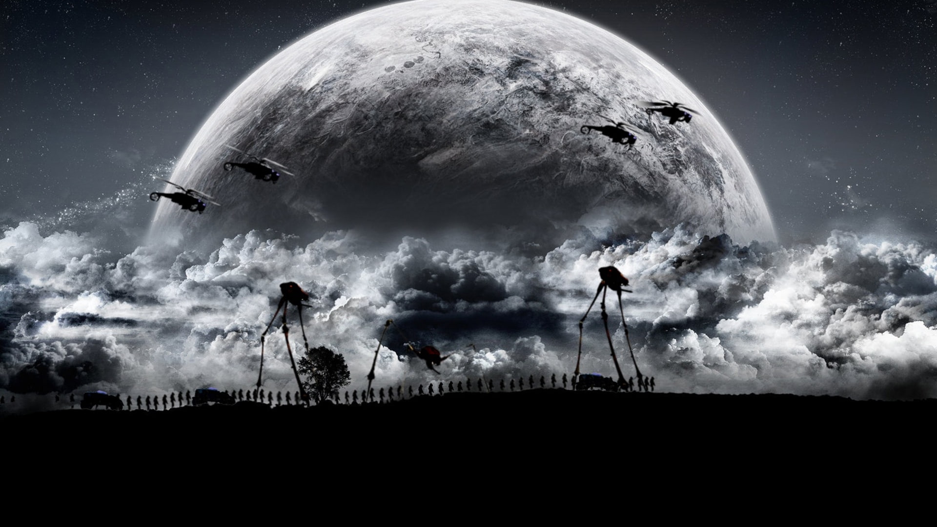 digital, artwork, moons, digital art, space, 1080P, art, Moon, halflife, hd, x, HD Wallpaper