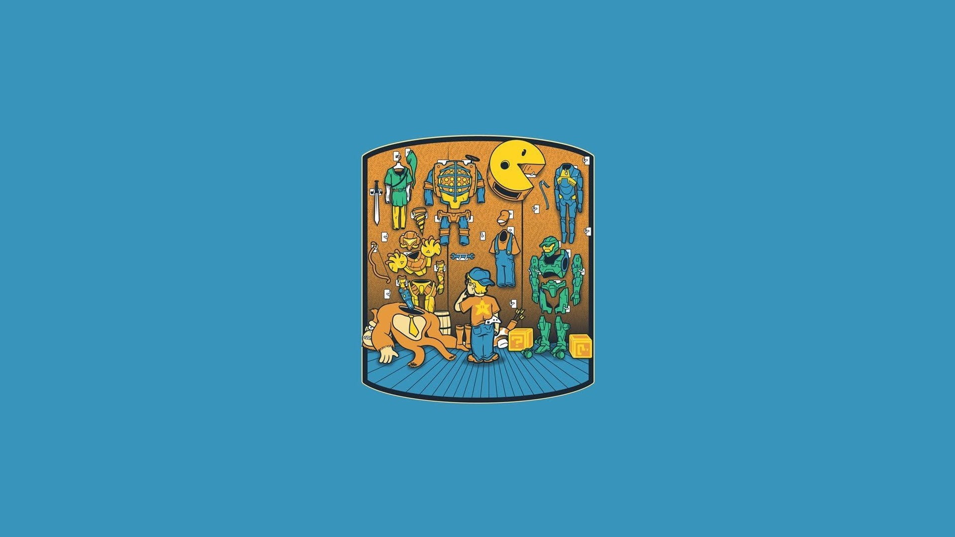 master, chief, halo, half, metroid, donkey, kong, Video Games, art, video, games, daddy, blue, big, 1080P, hd, zelda, bioshock, halflife, mario, HD Wallpaper