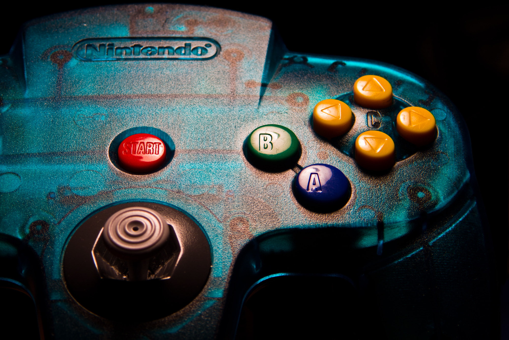 controllers, Nintendo 64, 1080P, colorful, dark, HD Wallpaper