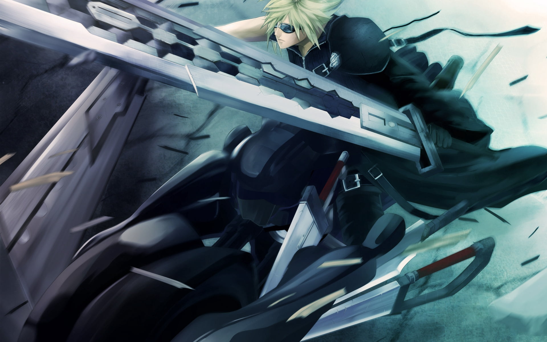 speed, blue, final fantasy 7, full length, women, high angle view, side view, land vehicle, anime, car, 1080P, mode of transportation, adult, sitting, HD Wallpaper