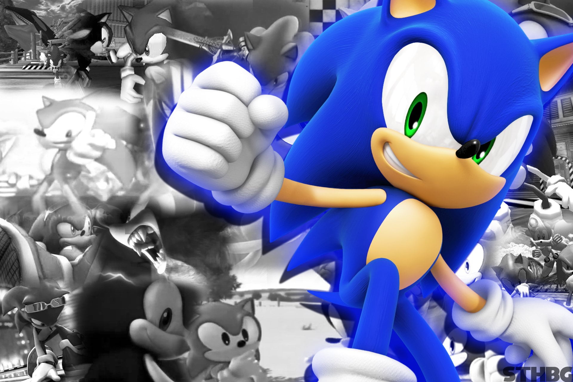 Sonic the Hedgehog, blue, retail, still life, abundance, 1080P, creativity, art and craft, variation, close-up, design, inflatable, choice, large group of objects, HD Wallpaper