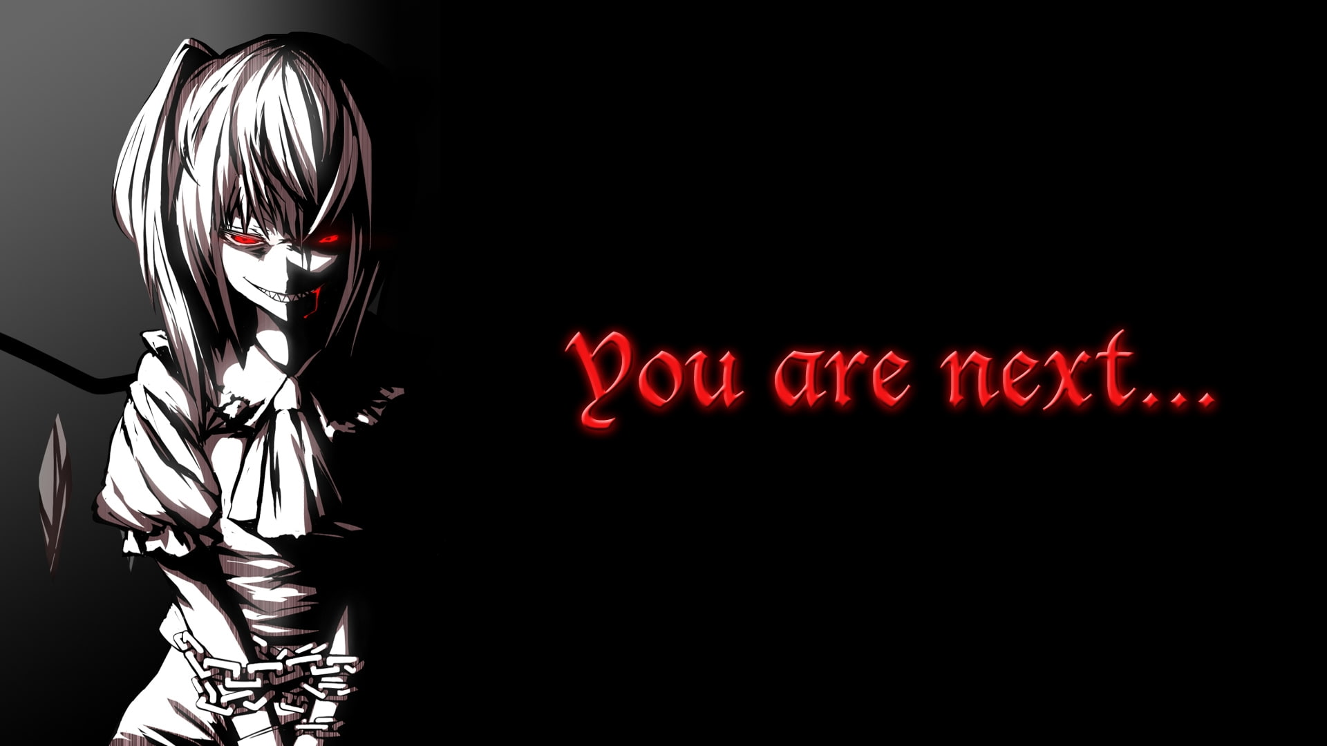 1080P, vampires, Touhou, scarlet, flandre, red, art, wall, Video Games, video, background, eyes, anime, girls, hd, x, simple, games, HD Wallpaper