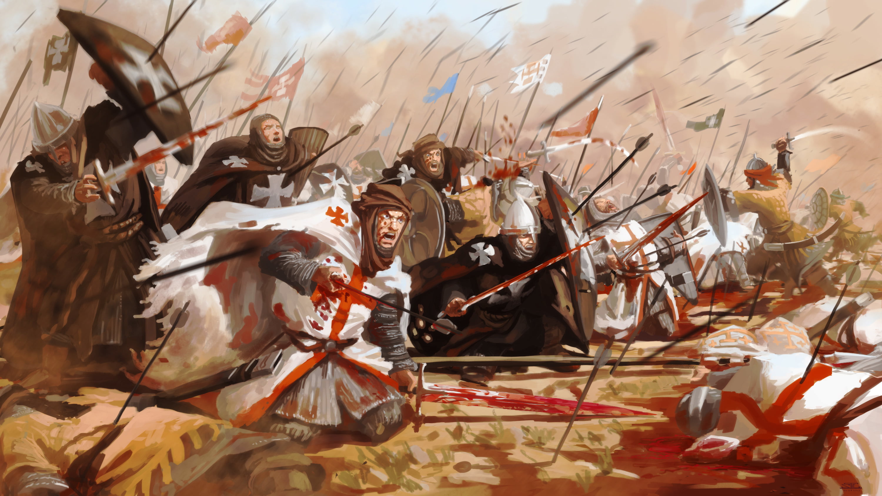 mask, The Hospitallers, art and craft, day, disguise, representation, the battle, The Templars, outdoors, architecture, 2K, group of animals, religion, HD Wallpaper