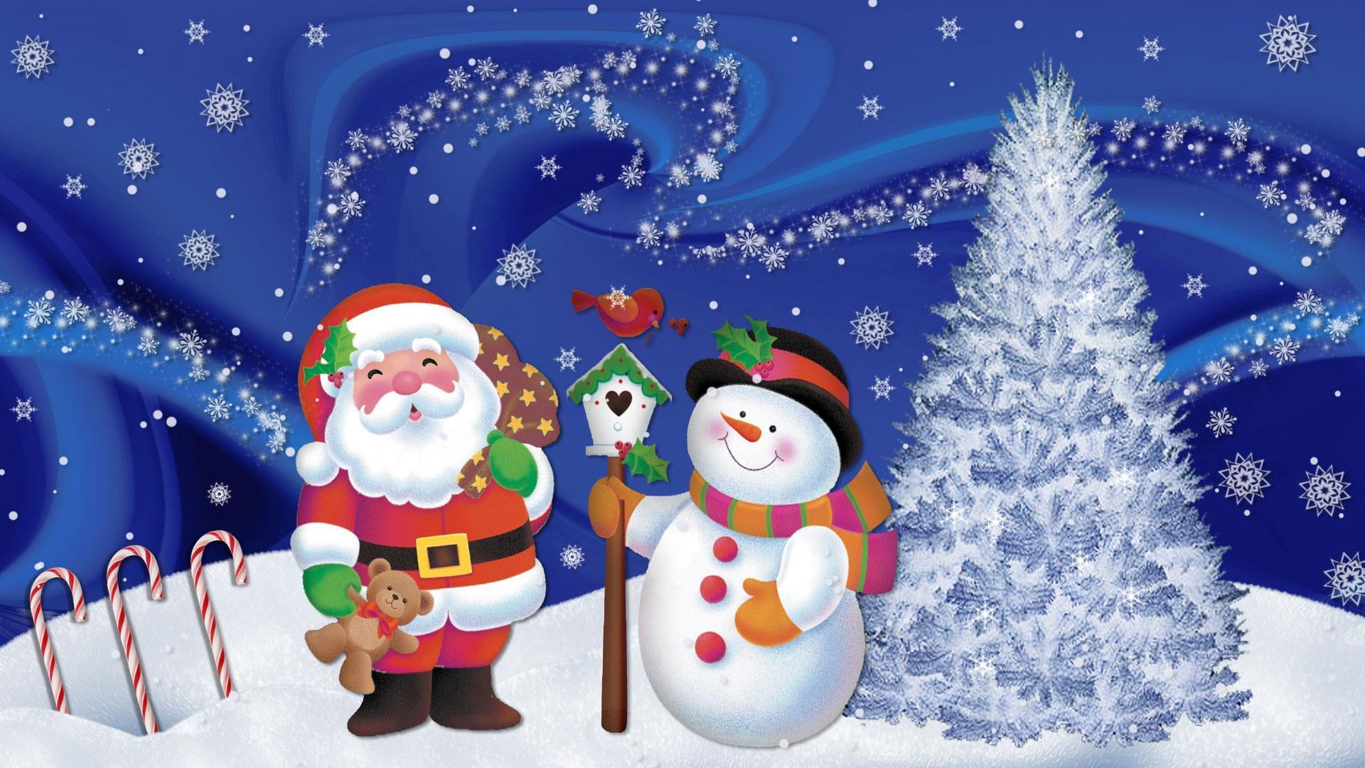1080P, holiday - event, snowflake, blue, no people, vector, nature, christmas tree, red, male likeness, new year, cold temperature, white, christmas Decoration, HD Wallpaper