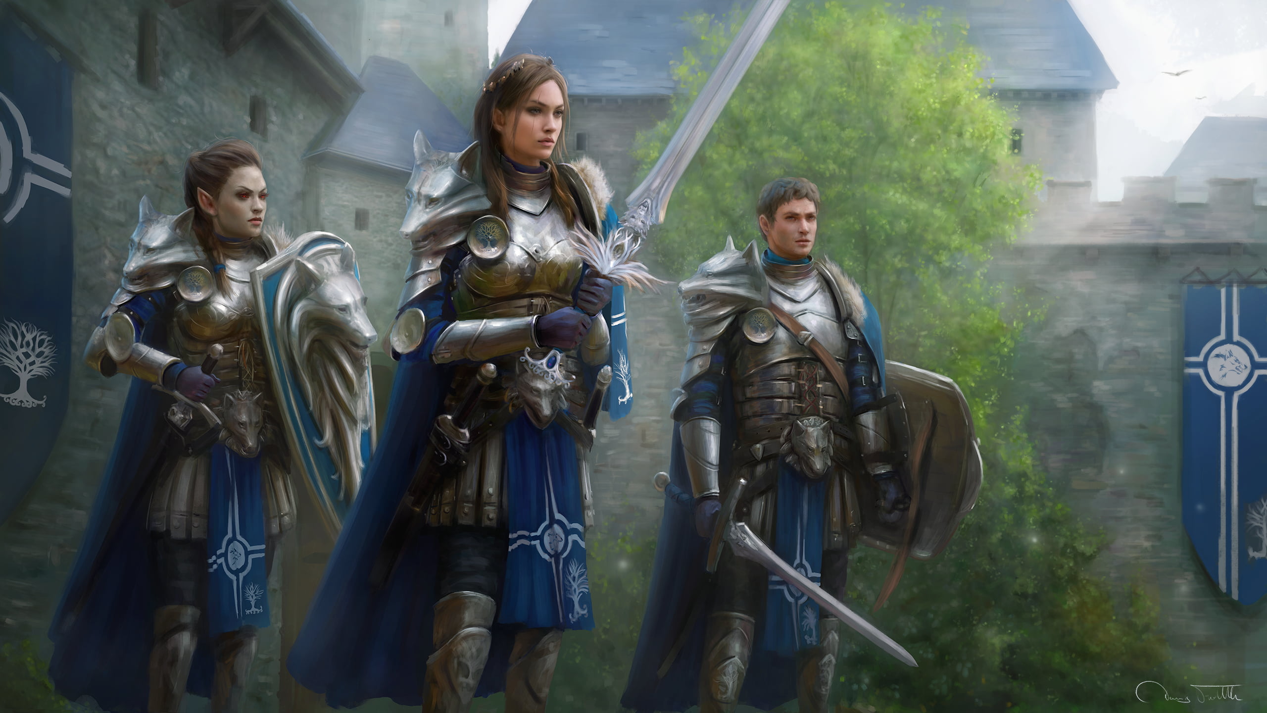 Fantasy, Orc, Boy, 2K, Sword, Castle, Warrior, Woman, HD Wallpaper