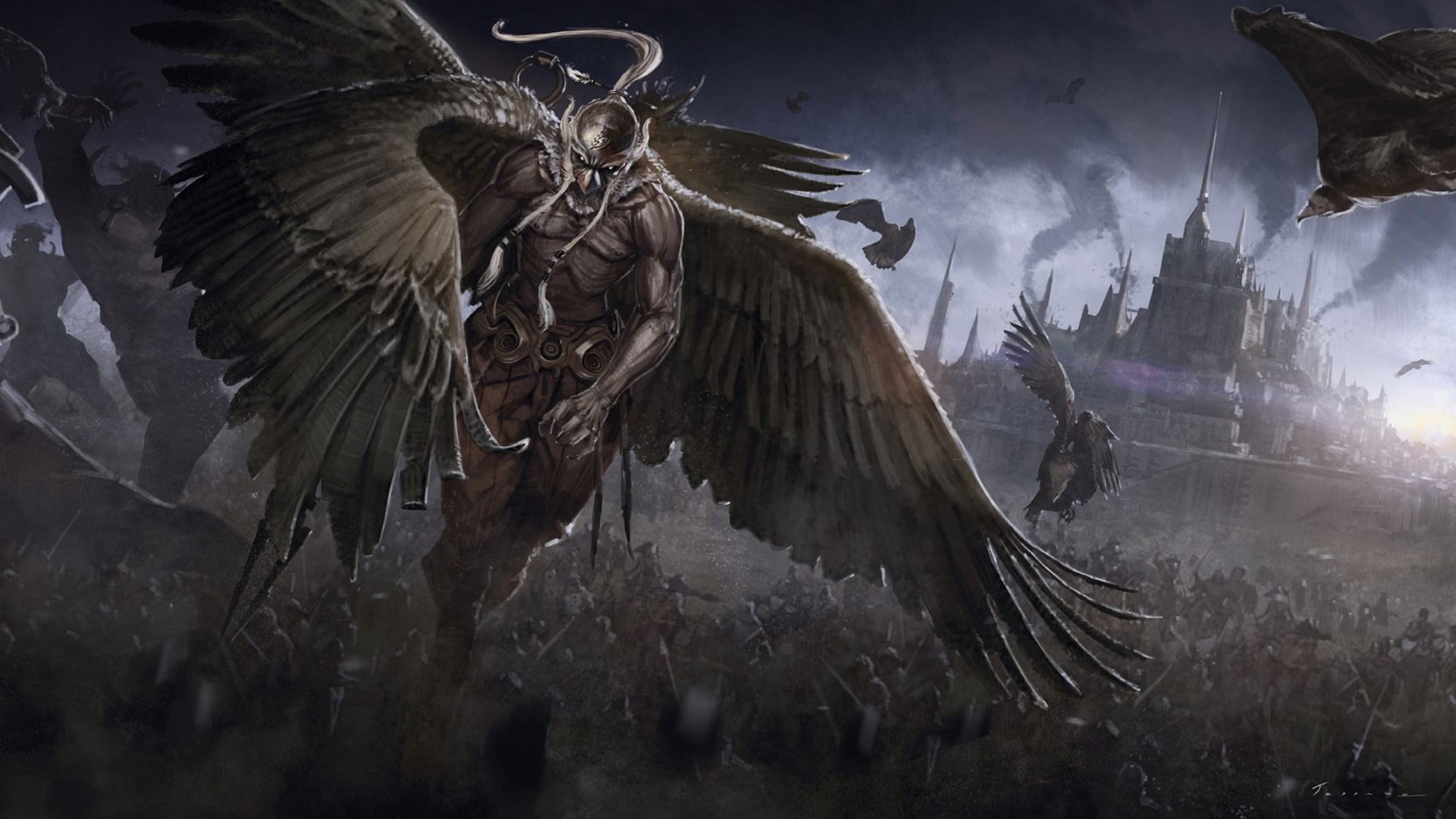 castle, war, 1080P, creatures, dark, warrior, cities, army, battle, HD Wallpaper