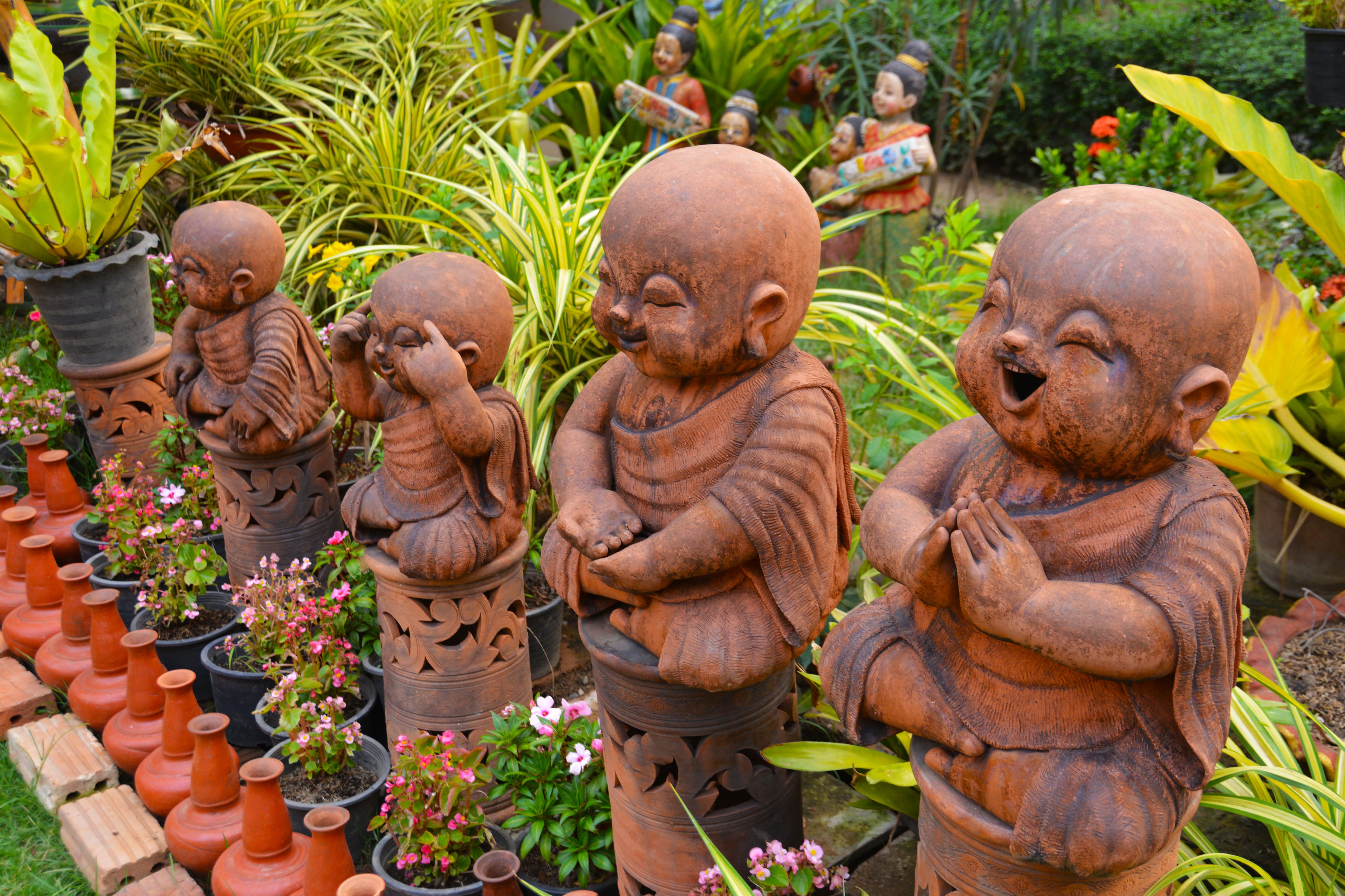 small, brown, gnome, cute, figurine, child, 5K, little, statuette, plant, elf, no people, thailand, craft, religion, face, human representation, culture, HD Wallpaper