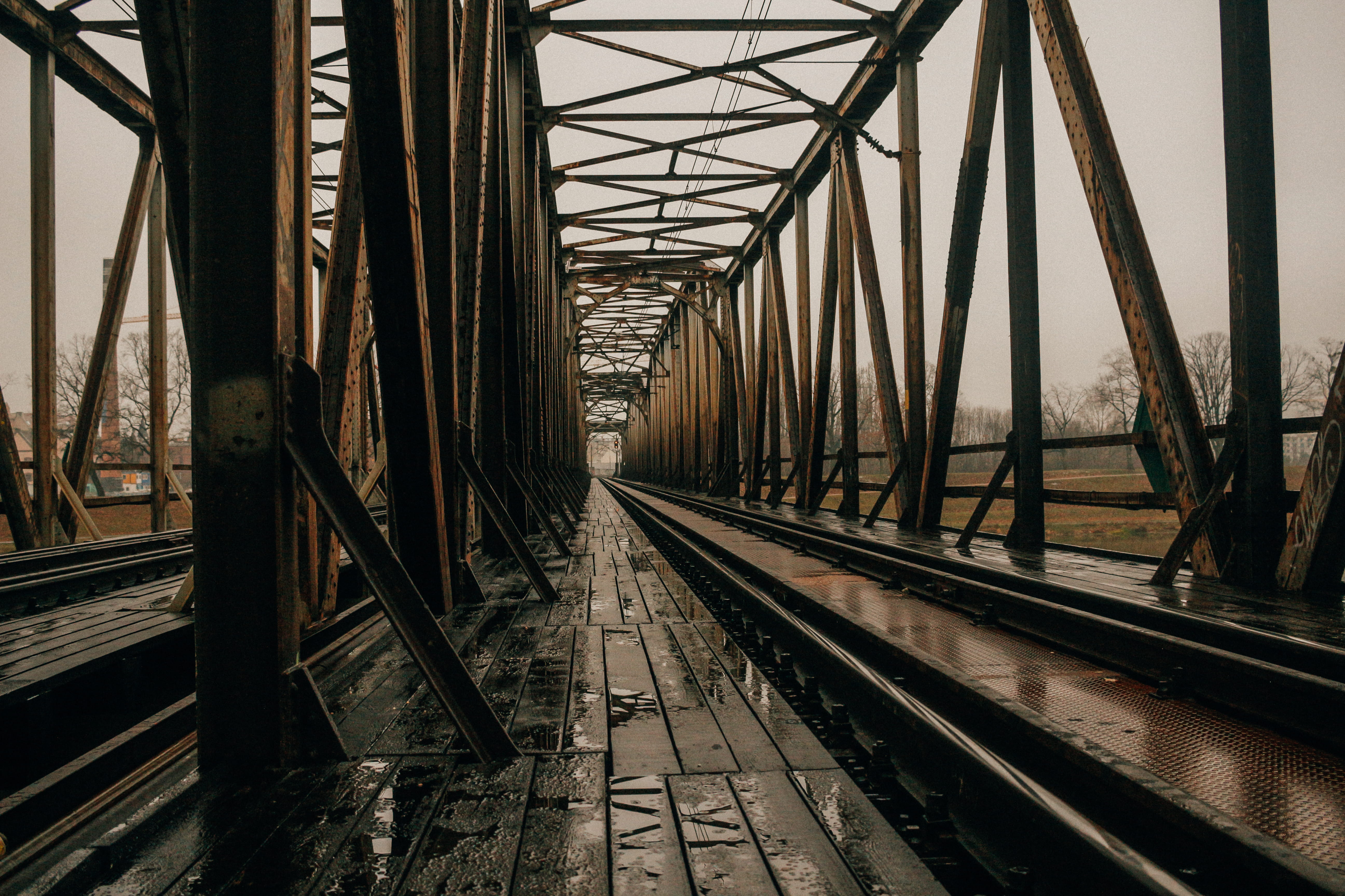 wroclaw, built structure, public transportation, diminishing perspective, connection, vanishing point, direction, poland, outdoors, track, nature, day, HD Wallpaper