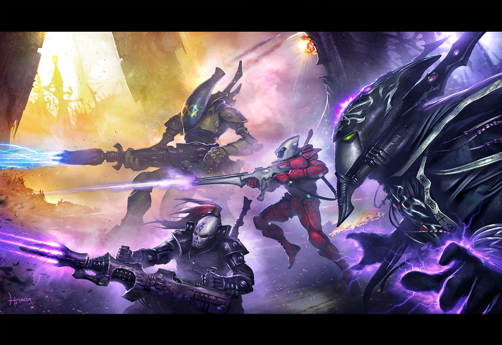 digital composite, transfer print, performance, eldar warhammer 40 000, multi colored, people, 720P, creativity, water, event, indoors, arts culture and entertainment, HD Wallpaper