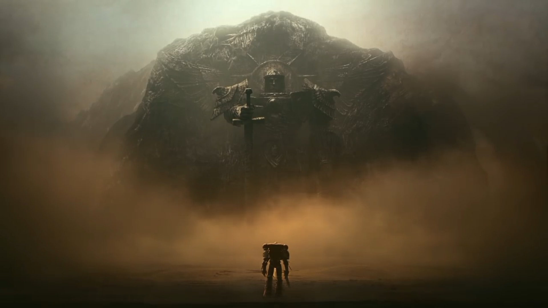 mode of transportation, rear view, built structure, building exterior, transportation, fog, land, dawn of war 3 relic sega warhammer 40 000, mountain, outdoors, HD Wallpaper