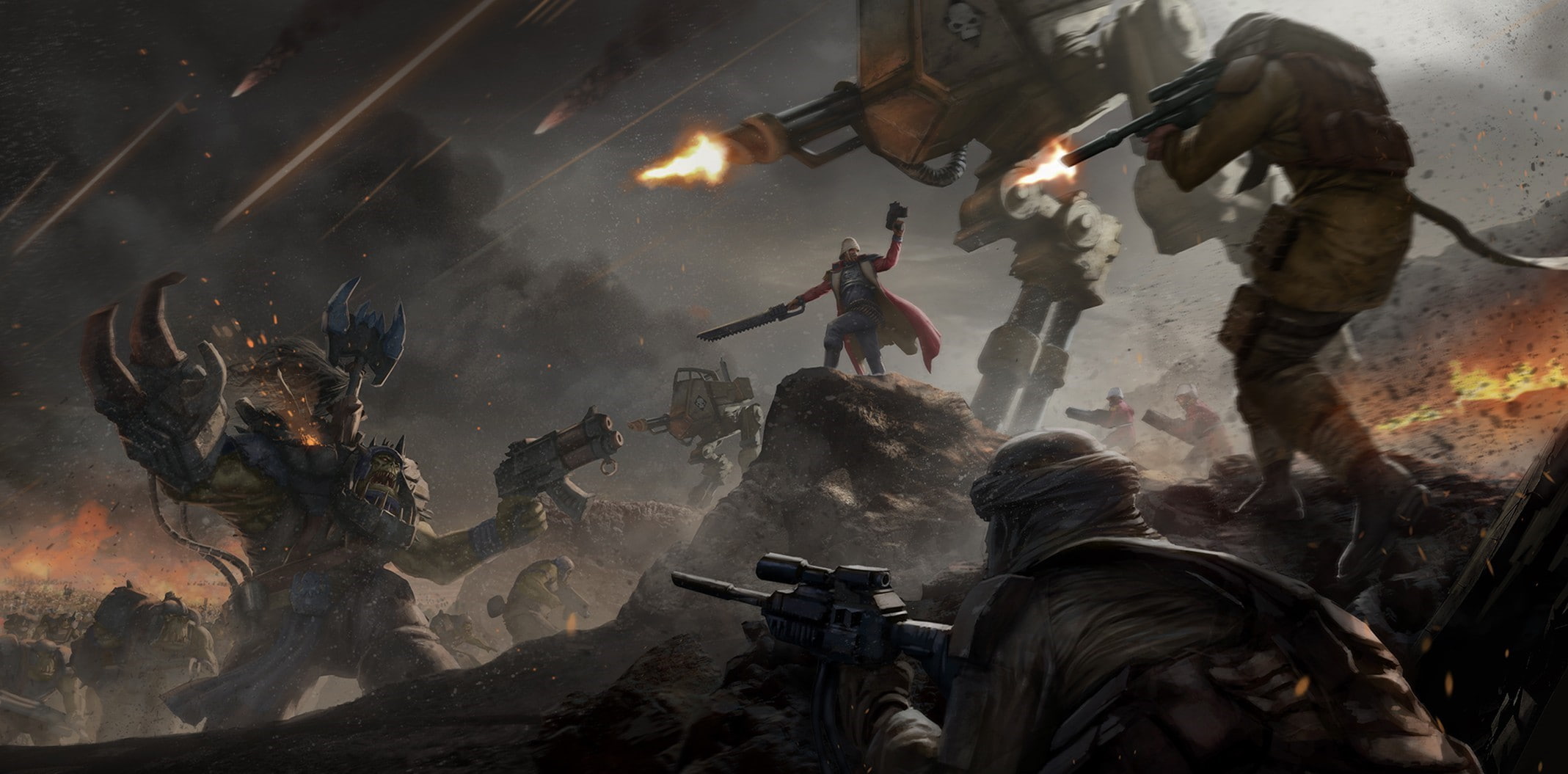 military, fighting, artwork, nature, armed forces, men, group of people, burning, government, architecture, sport, gun, army soldier, war, Warhammer 40, HD Wallpaper
