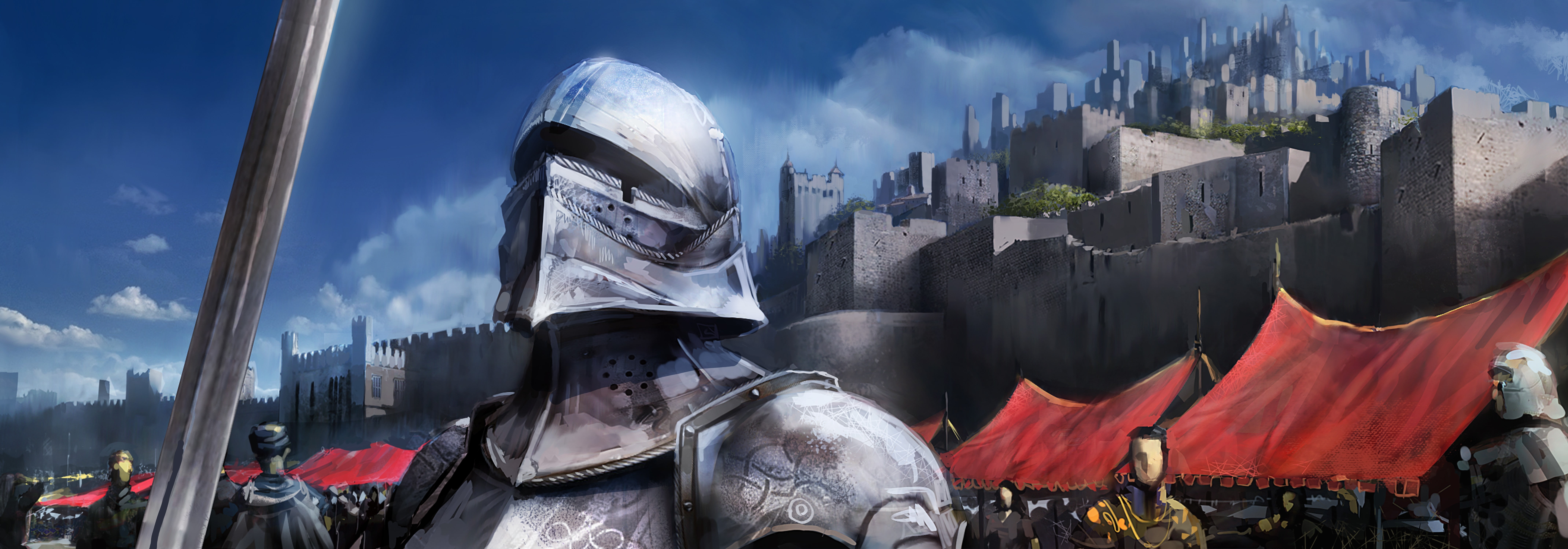 medieval, silver, shiny, knight, armor, castle, 8K, guards, HD Wallpaper