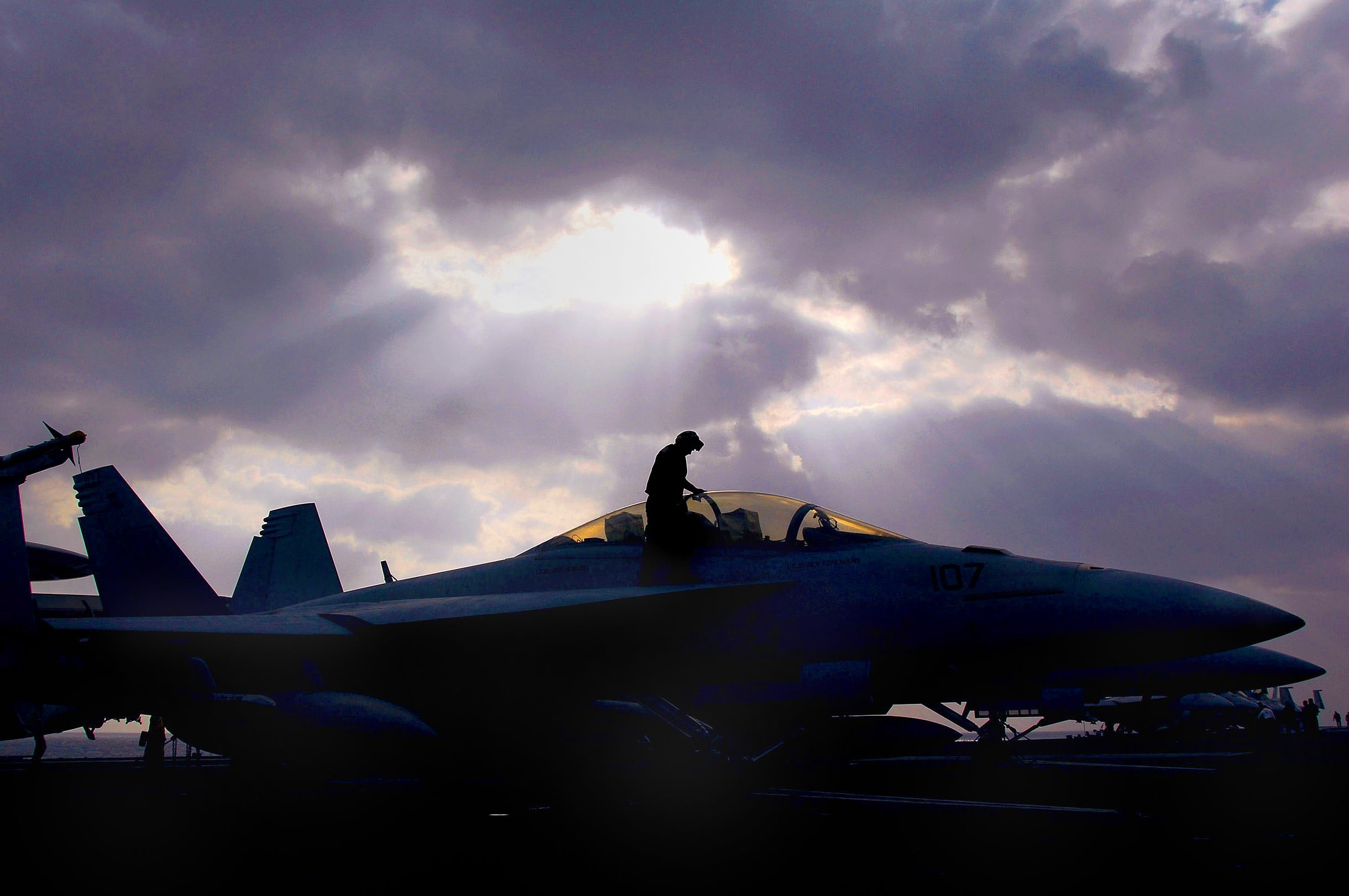 McDonnell Douglas F/A-18 Hornet, government, air force, one person, mode of transportation, aircraft, sky, fighter plane, side view, outdoors, military, HD Wallpaper