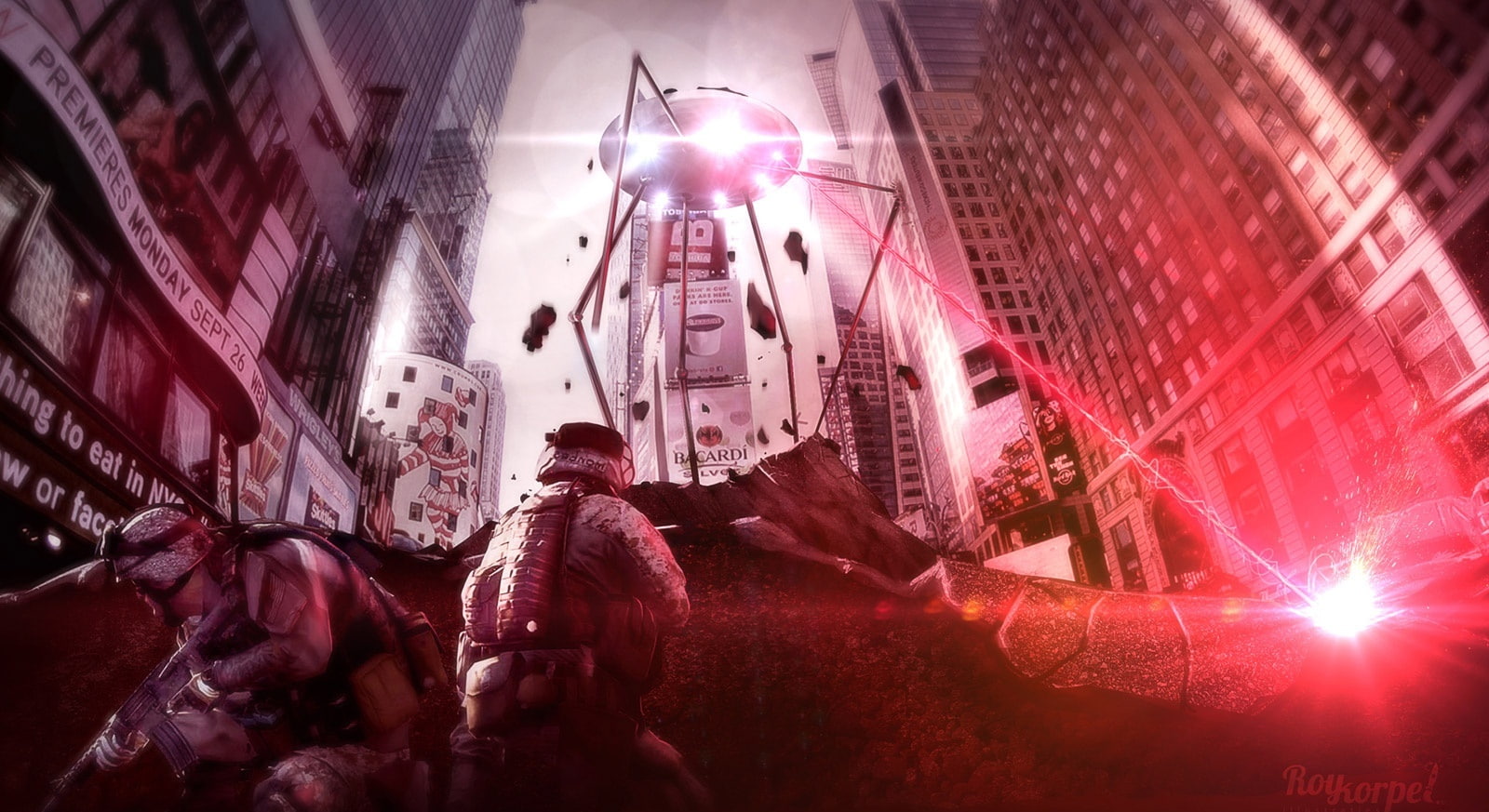 illuminated, city, real people, outdoors, nightlife, lighting equipment, men, alien, technology, warfare, people, vs, rear view, architecture, Games, lifestyles, HD Wallpaper