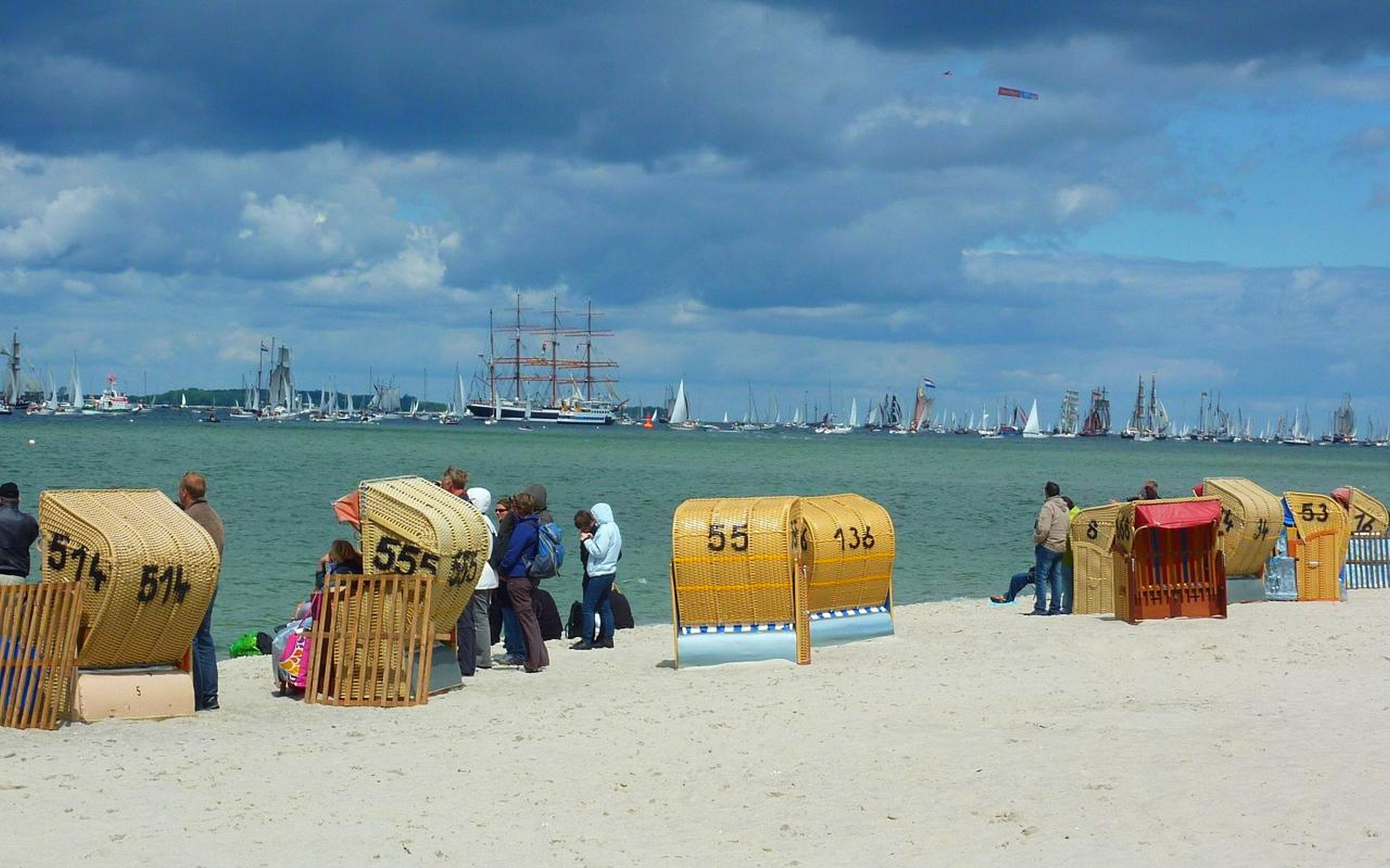 beach, tallshipparade, parade, wind, germany, kiel, 2K, water, tallships, HD Wallpaper