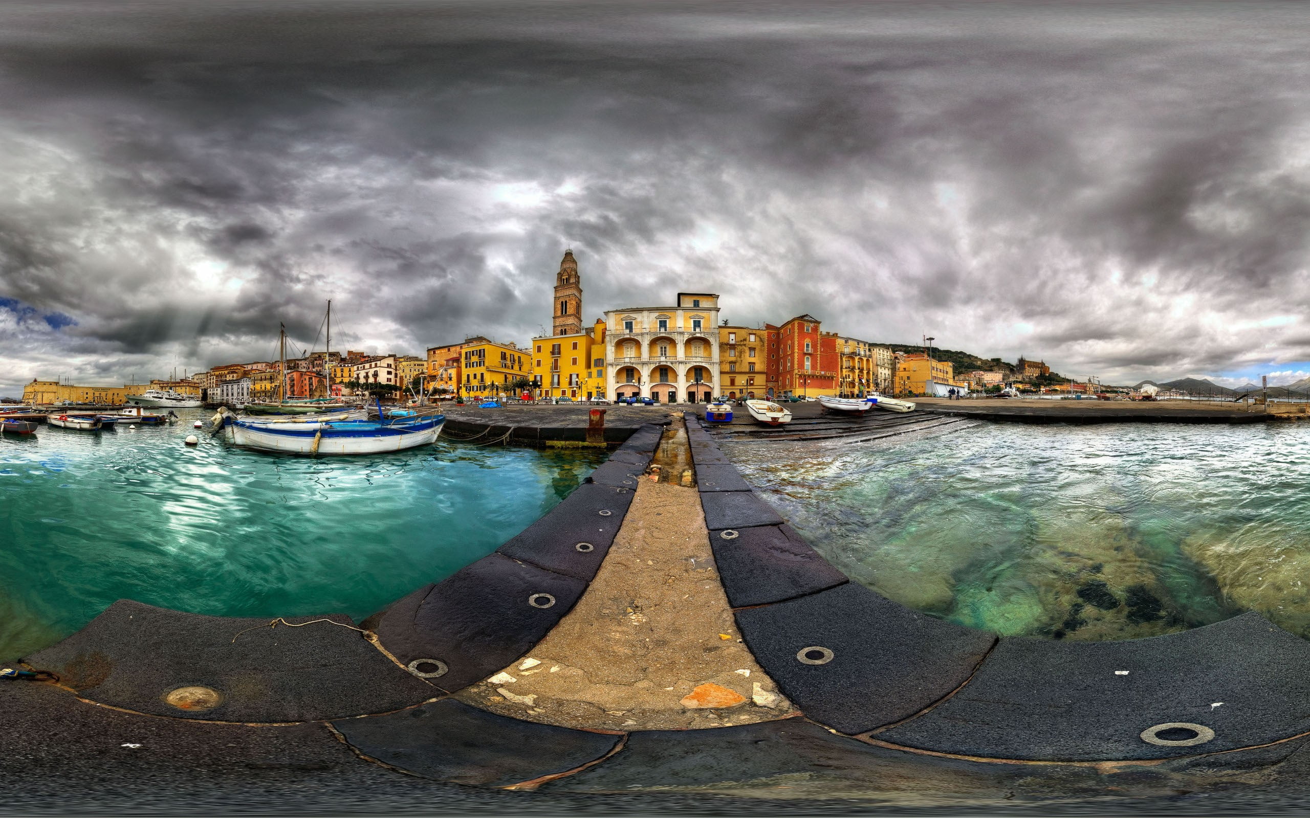concrete, built structure, day, mode of transportation, building, fisheye lens, HDR, water, transportation, 2K, nature, nautical vessel, travel destinations, HD Wallpaper