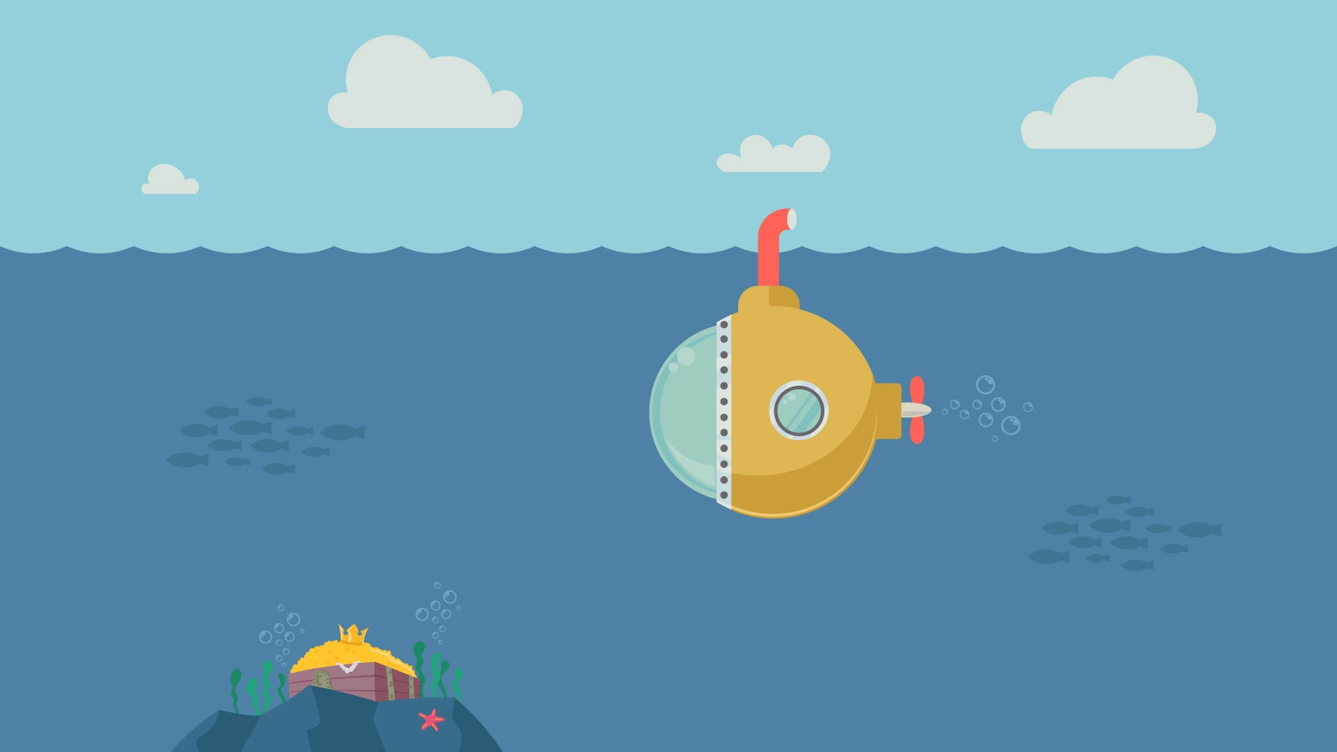 outdoors, submarine, nature, copy space, no people, emotion, communication, retro styled, sky, celebration, treasure, blue, minimalism, underwater, symbol, HD Wallpaper