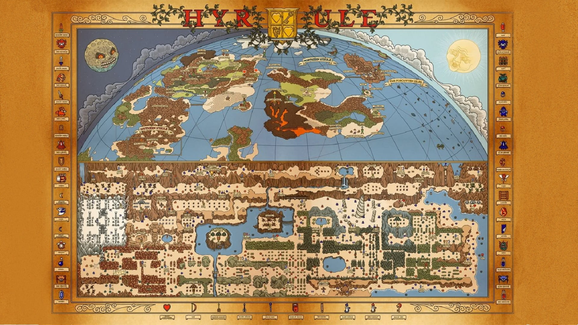 multi colored, 1080P, communication, travel destinations, backgrounds, The Legend of Zelda, shape, representation, full frame, brown, religion, global communications, HD Wallpaper