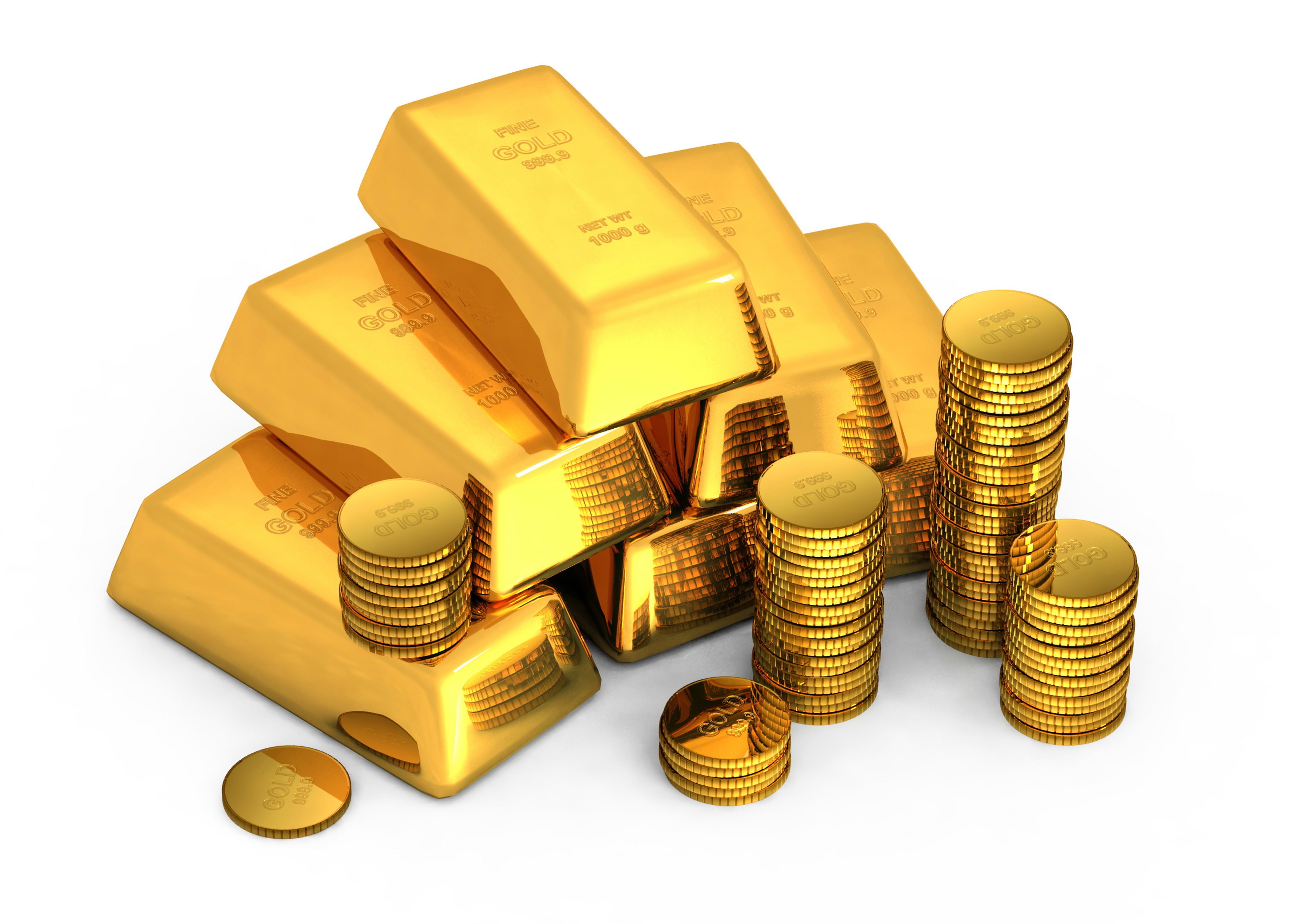 white background, indoors,  coins, savings, Gold, Bullion, stack, no people, business, large group of objects, coin, metal, yellow, ingot, studio shot, HD Wallpaper