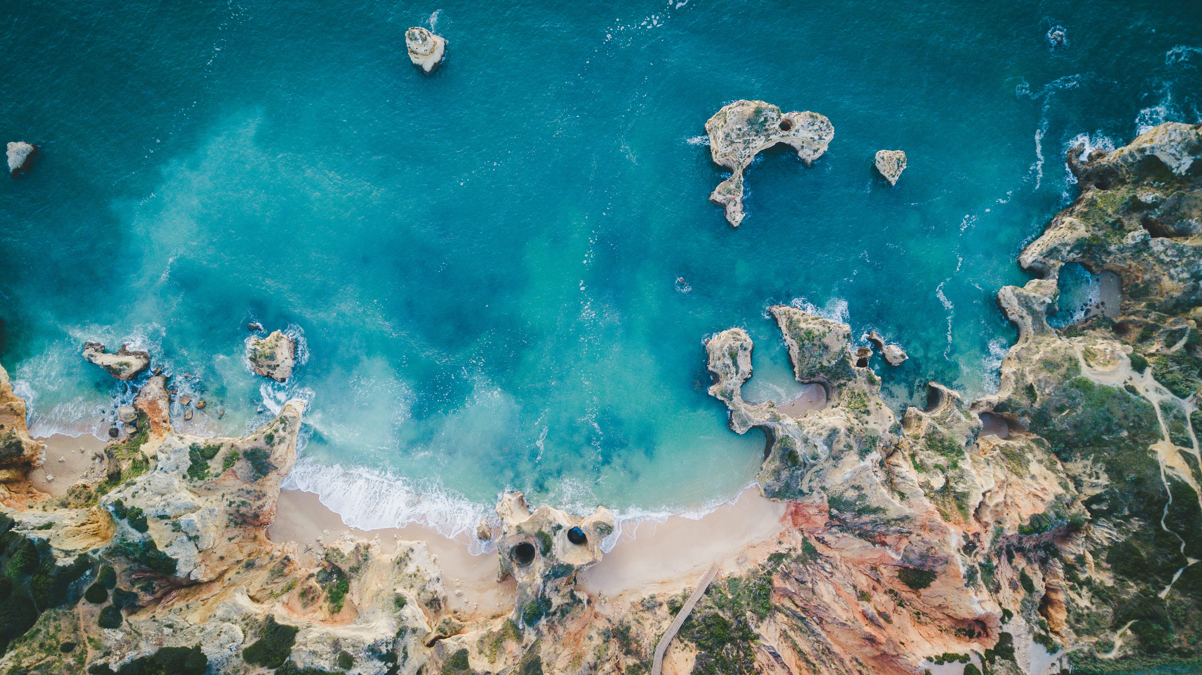 travel, portugal, eye, blue, top, bird, wate, high angle view, tranquil scene, aqua, turquoise colored, beauty in nature, daytime, idyllic, sea, tranquility, HD Wallpaper