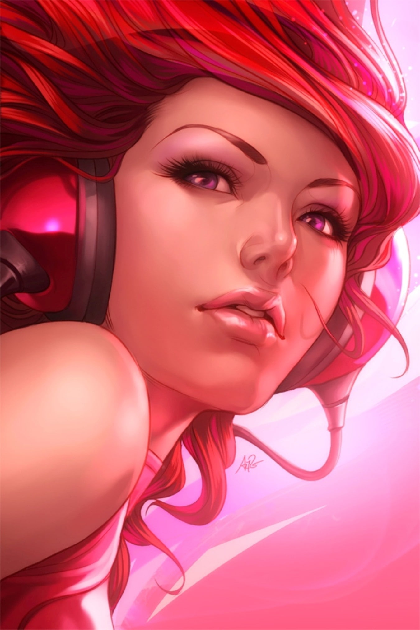 1080P, hd, headphones, headphones girl, hot, x, anime, girls, girl, art, women, Phone HD Wallpaper